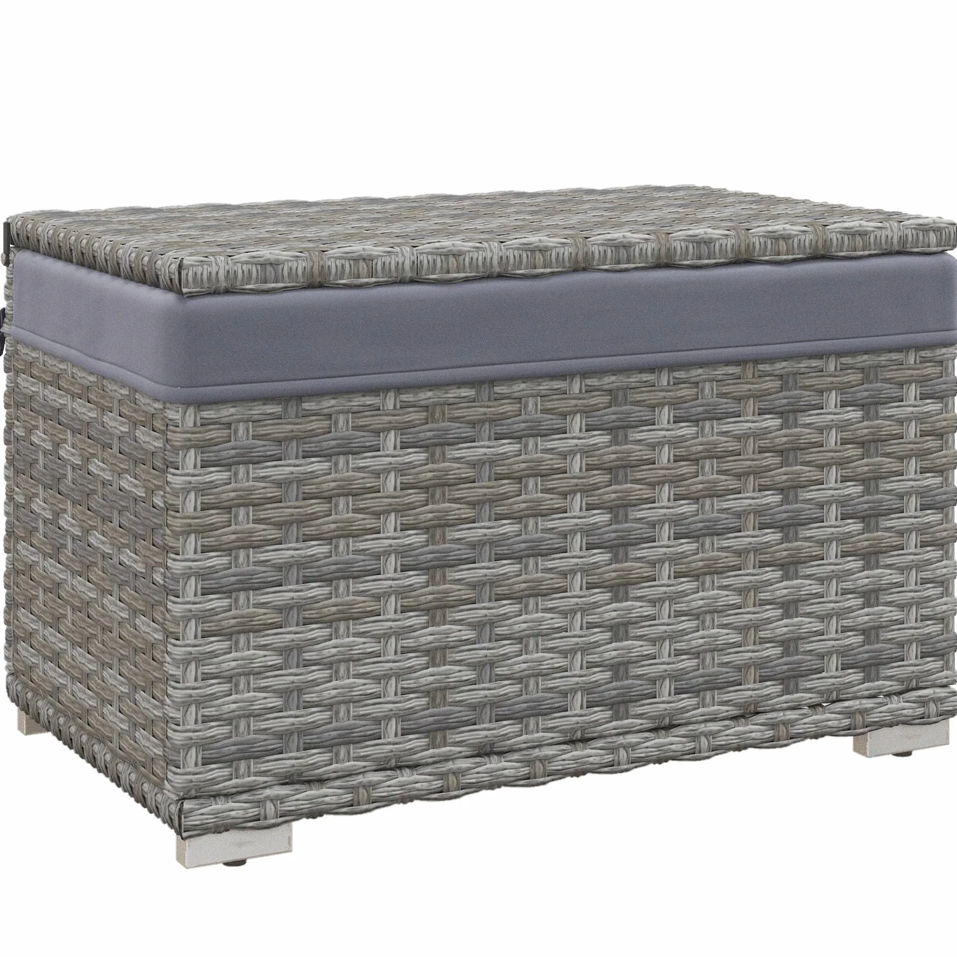 Outsunny Baúl de Jardín de Ratán PE 76x45x48cm Gris