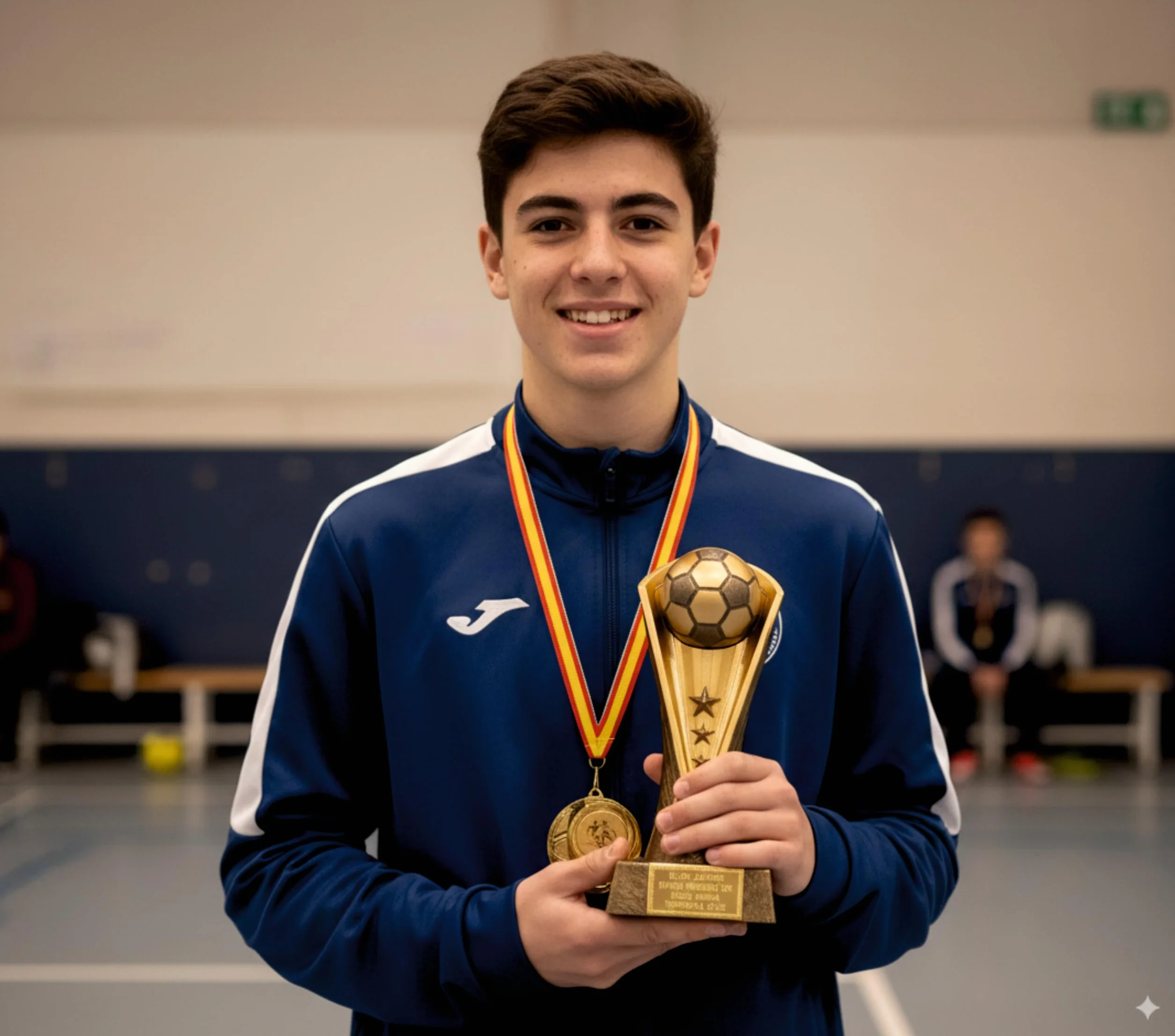 Trofeo de fútbol Balón de Oro grabado para mejor jugador, máximo goleador, con medalla de oro