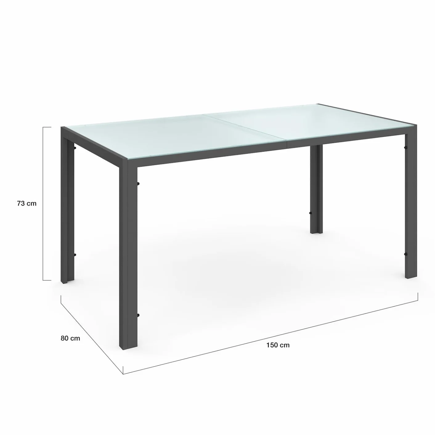 Salón de jardín Madrid Mesa 150 cm 6 sillas apilables Gris Antracita