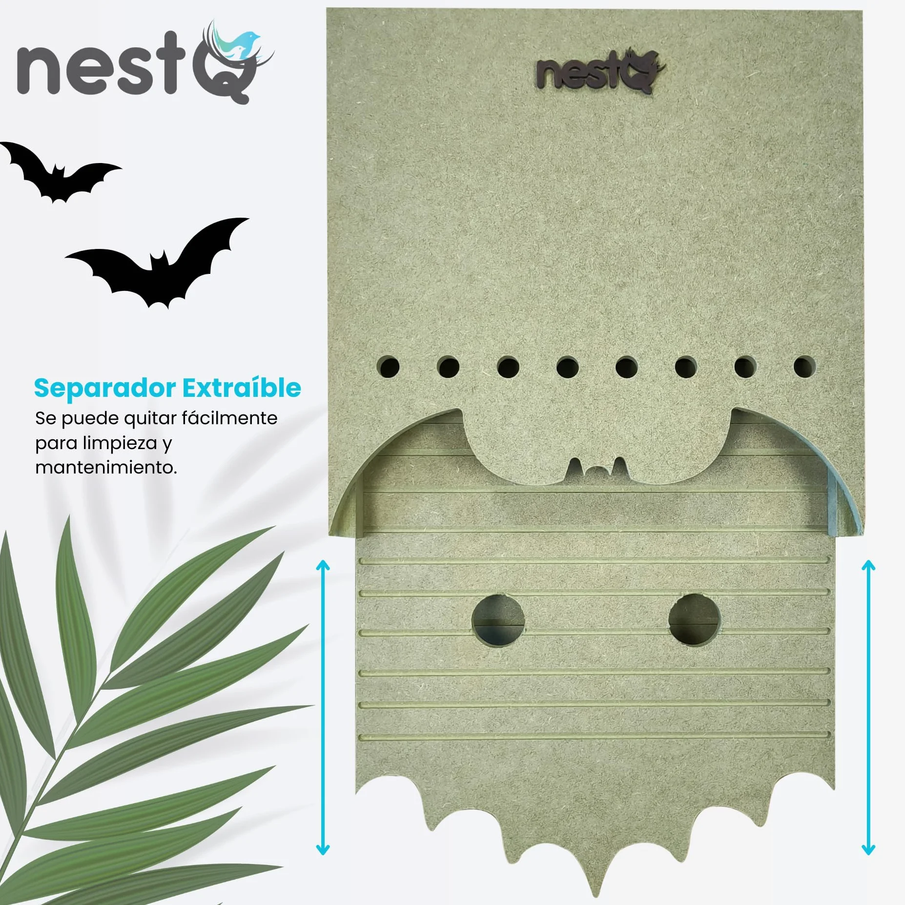 Pack De 2 Nidos para Murciélagos Exterior - Doble Cámara con Separador Extraíble - Murciélagos Europeos - Diseño En Forma De Murciélago - Ventilación Mejorada Y Ranuras Antideslizantes