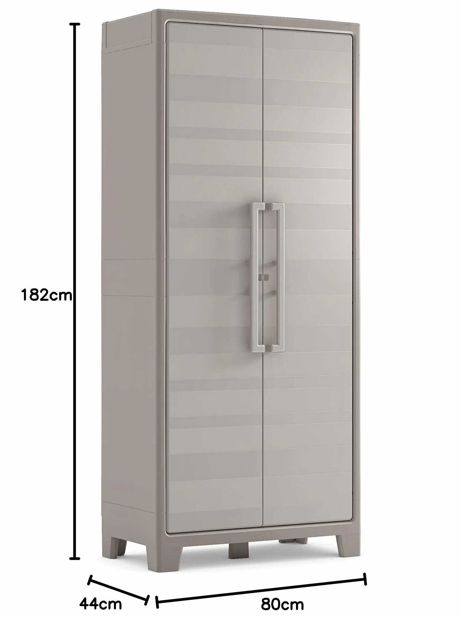 Keter Gulliver Alto Armario Almacenaje Exterior Resina Estanco Agua 2 Puertas 4 Baldas Regulables 80x44x182 cm Beige Arena