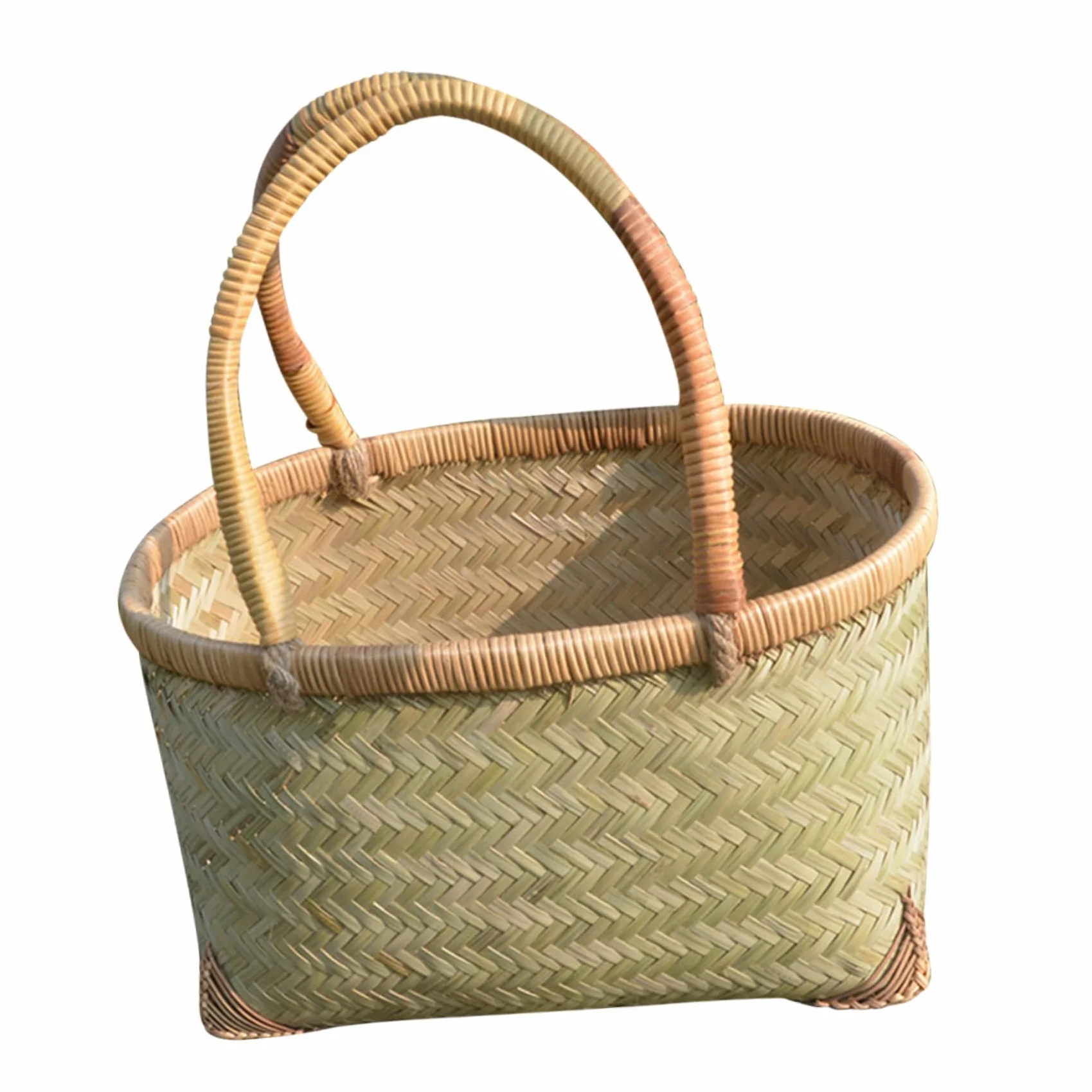 MAGICLULU Cesta Tejida De Bambú Pequeña para Picnic y Almacenamiento Cesta Multiusos Portátil Color Aleatorio 31x21x16 Cm para Jardín y Patio Al Aire Libre