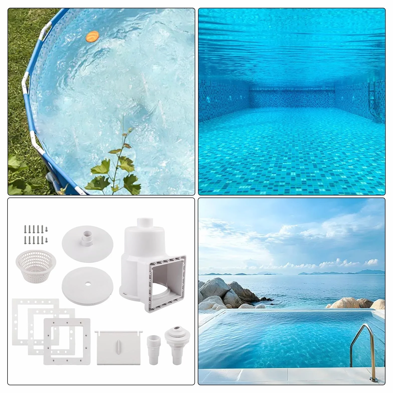 Skimmer de pared de piscina sobre el suelo de 6 pulgadas de repuesto para SP1091LX, ABS resistente a los rayos UV para limpiador de desechos de superficie con aspiradora y adaptador de manguera