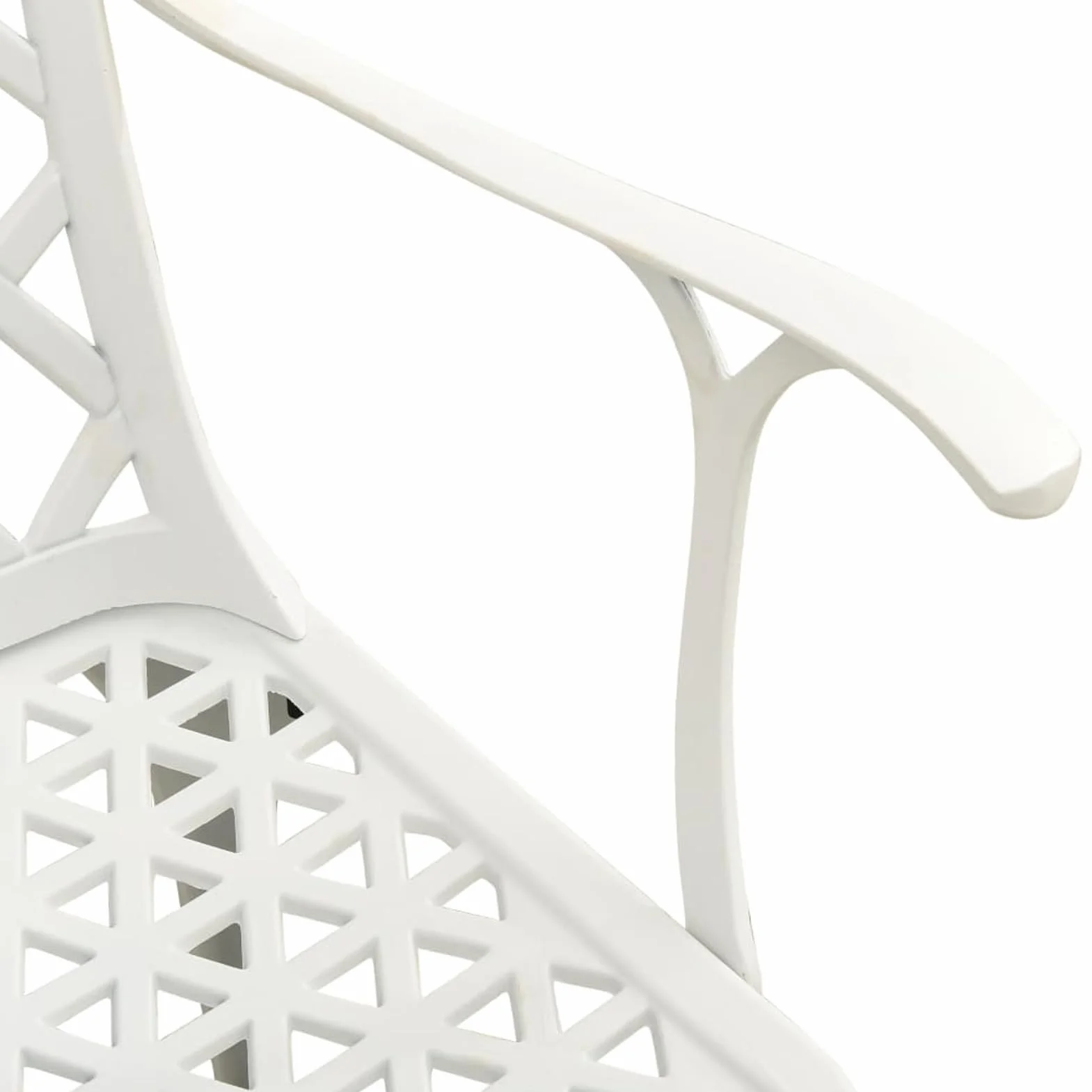 5 Piezas Bistro Set Mesa y Sillas Aluminio Fundido Blanco Jardin