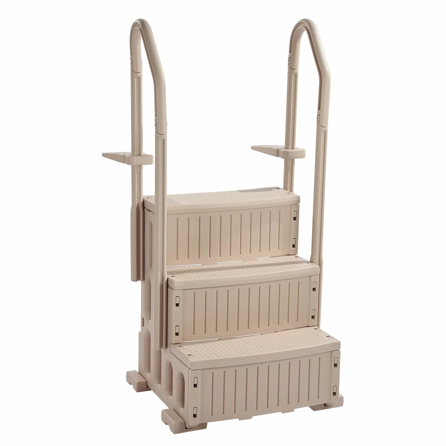 VEVOR Escalera para Piscina, 3 Escalones con Pasamanos Dobles, Capacidad 181,4 kg, 1500 x 820 x 670 mm, Gris Topo