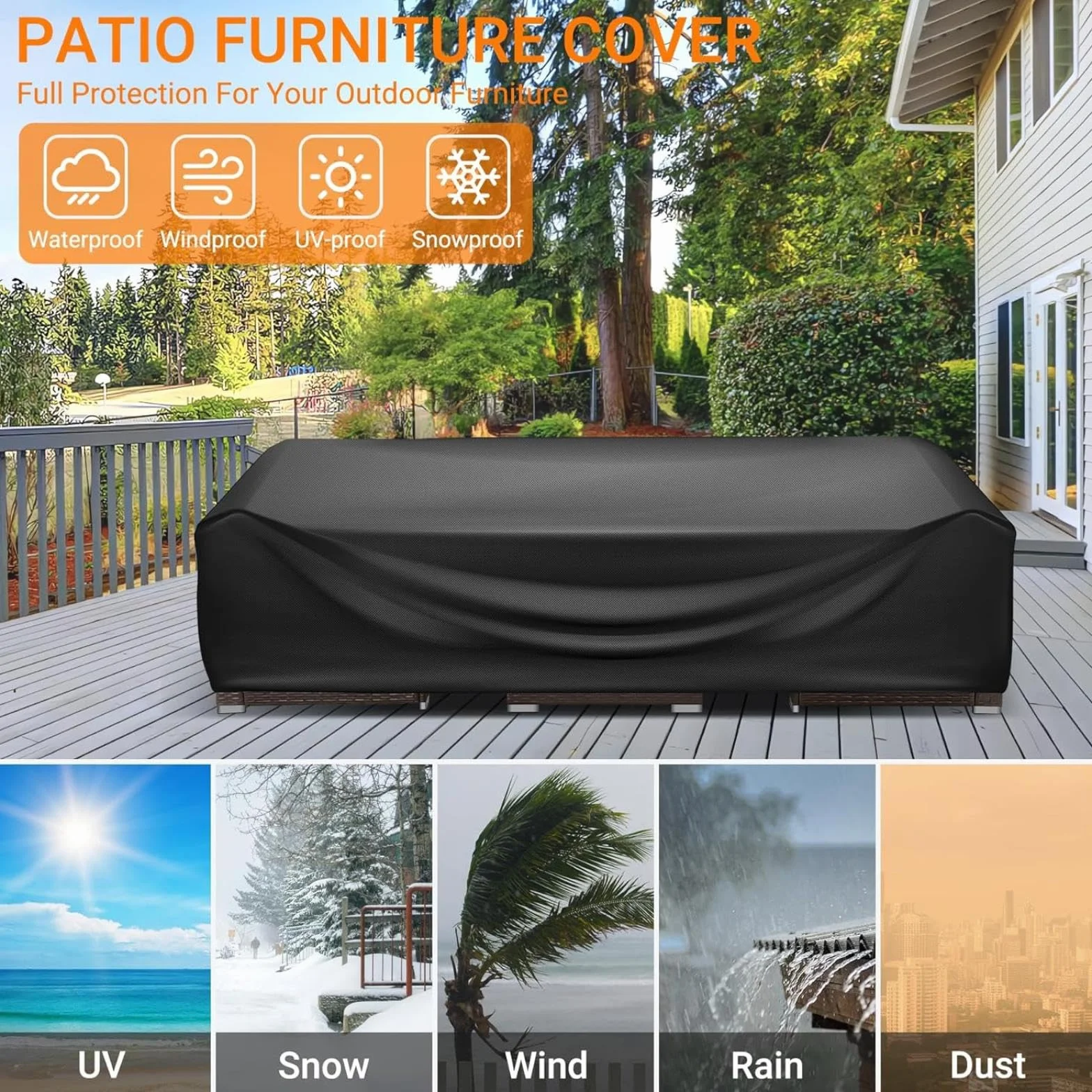 Funda de piel para exteriores, 85 x 50 x 55 cm, impermeable y resistente al viento, protector de mesa de jardín, ideal para juegos de jardín, resistente a los rayos UV, HeavyDu Protect
