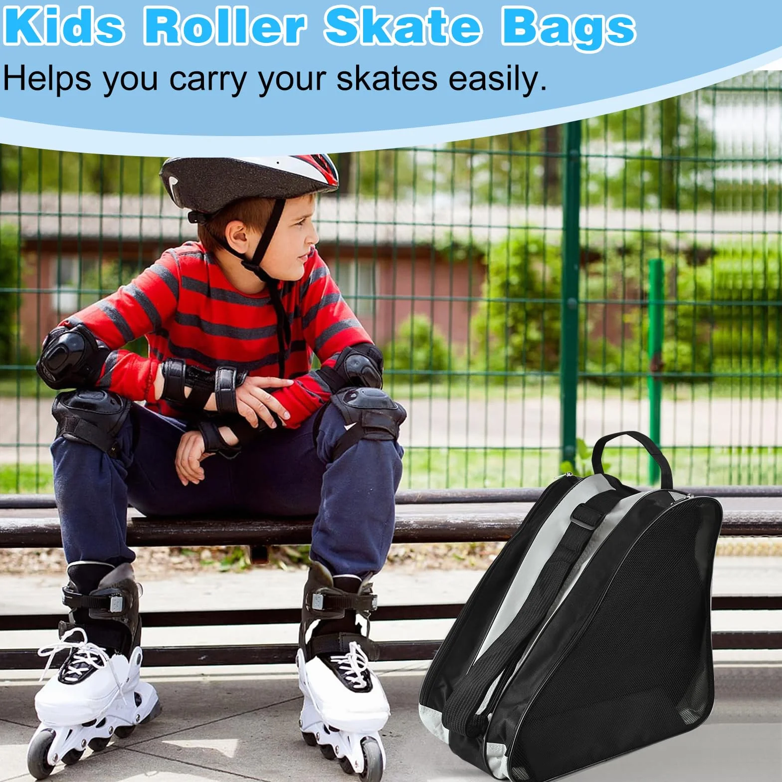 Bolsa para Patines en Linea con 3 Compartimentos para Casco y Protecciones