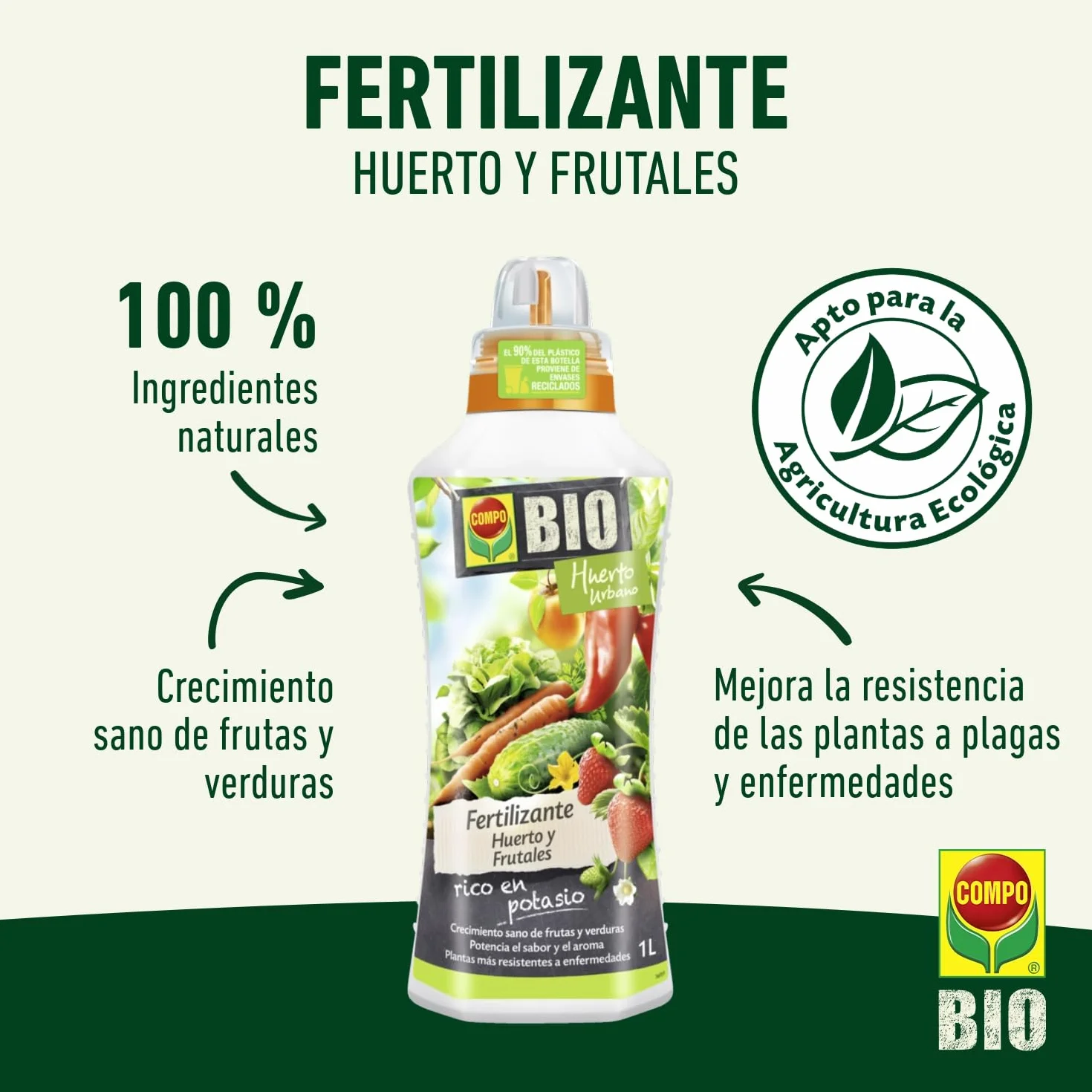COMPO Fertilizante líquido para frutas y verduras, 1 litro