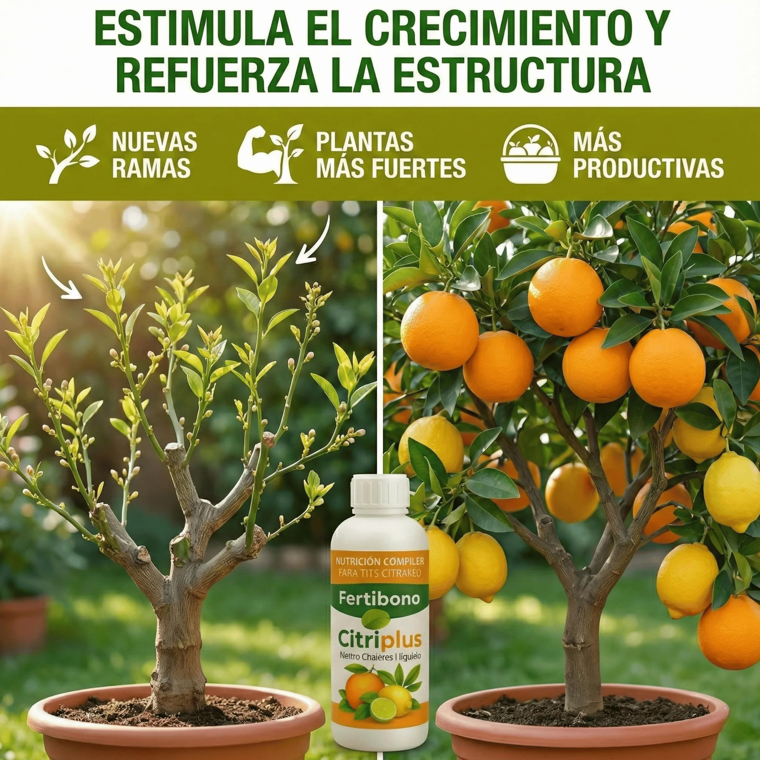 FERTIBONO CitriPlus 250 ml Abono Cítricos Completo con NPK Hierro y Magnesio