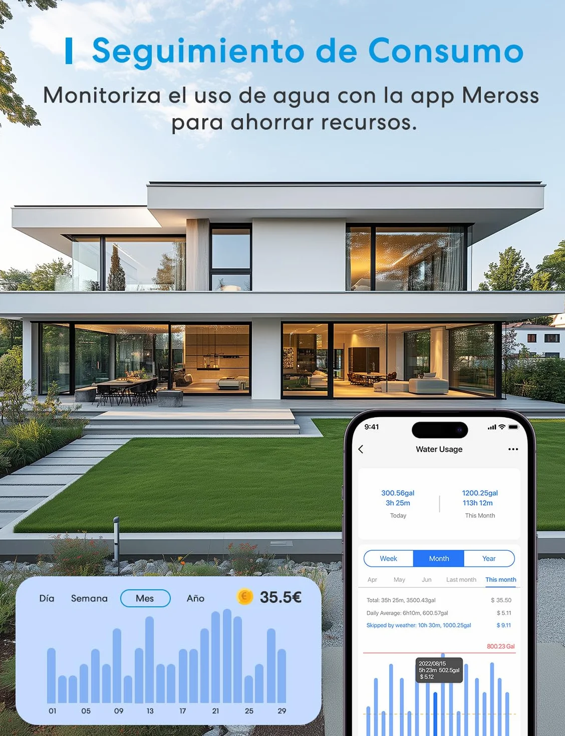 Meross MST100 Programador Riego WiFi Hub MSH450/MSH400 Requerido Riego Automatico Pausa Lluvia App HomeKit Alexa Google Home