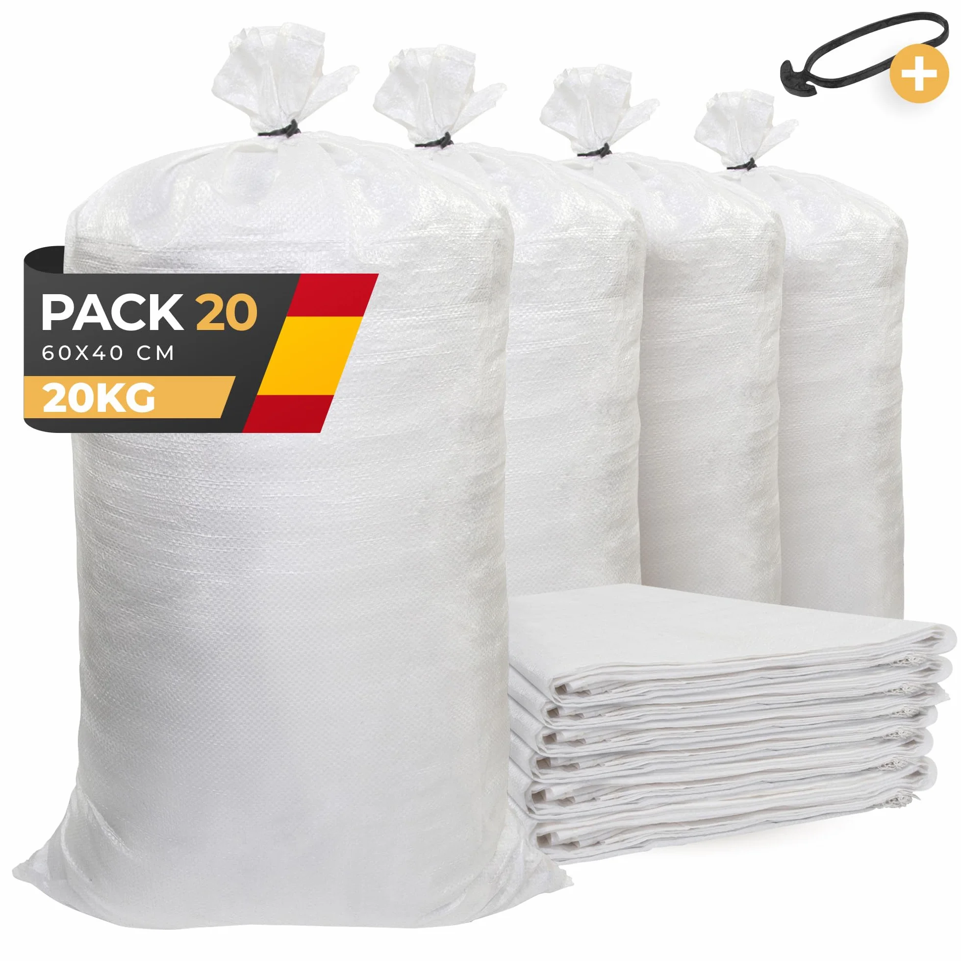 Sacos para Escombros de Obra Pack 20 - 40x60 cm - Capacidad 20 kg - Rafia