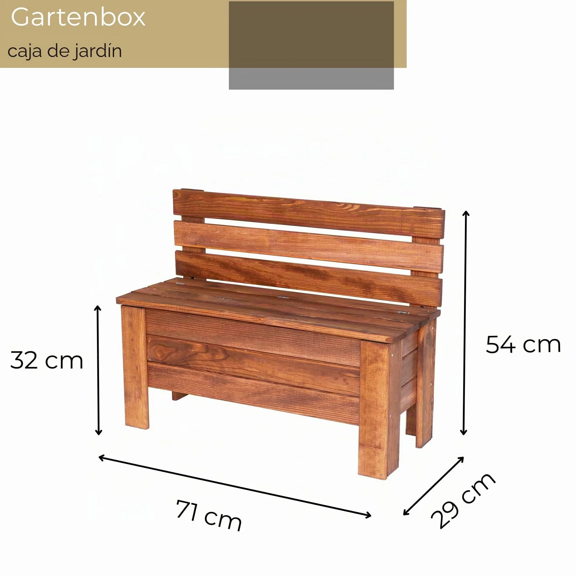 Arcón de Jardín 111 L Madera Maciza de Pino 71x54x29 cm Marrón Caja de Almacenaje