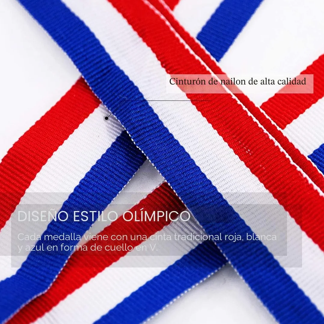 Swpeet Medallas de metal dorado y plata bronce con cinta olímpico 1er segundo tercer lugar