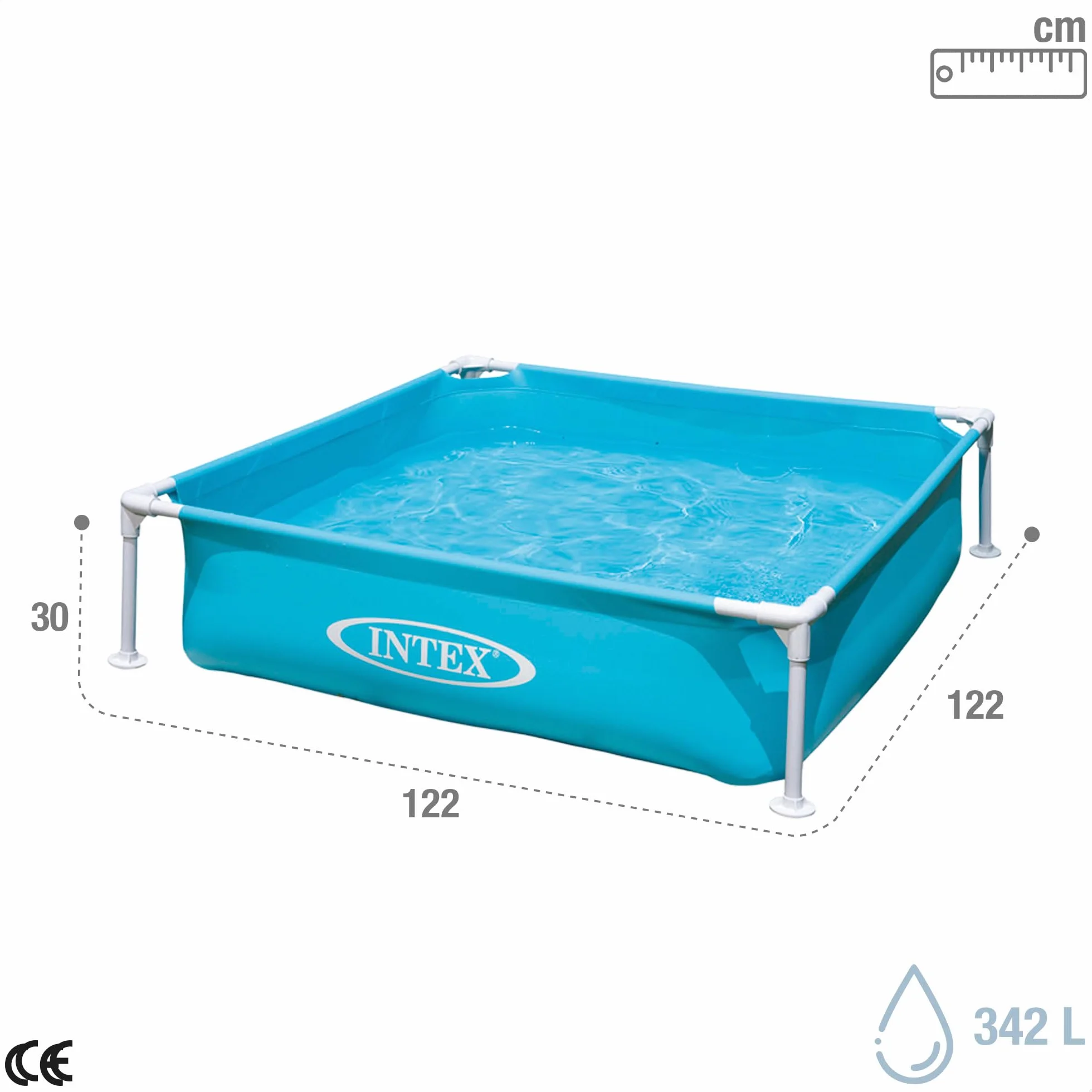 Intex Piscina Desmontable Cuadrada Tubular Infantil 122x122x30 cm 342 litros Vinilo Resistente