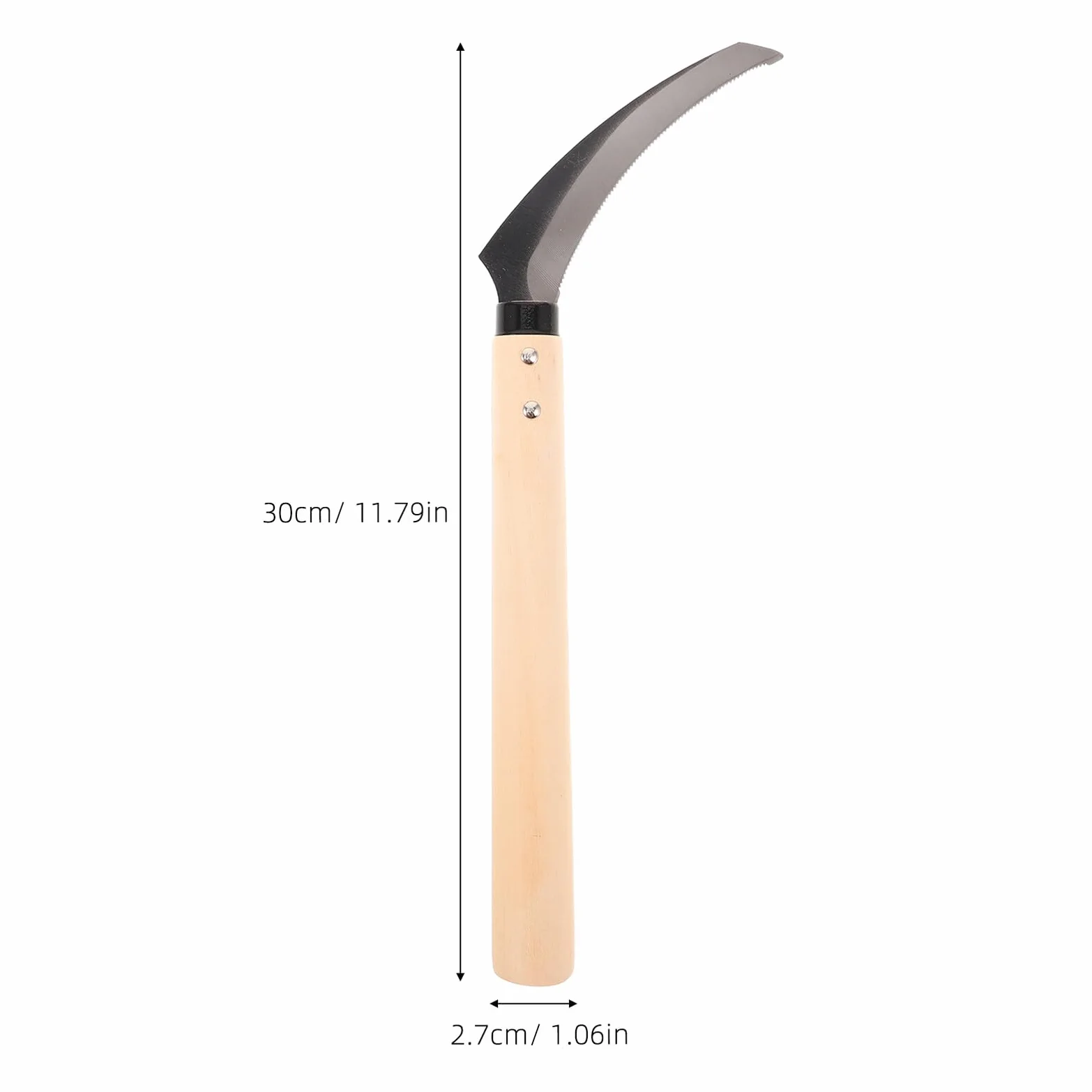 TOYANDONA Hoz Dentada de Acero con Mango de Madera para Corte de Césped y Maleza Herramienta Multifuncional para Jardinería Pesca y Deshierbe Tamaño Mediano Corte Preciso y Resistente