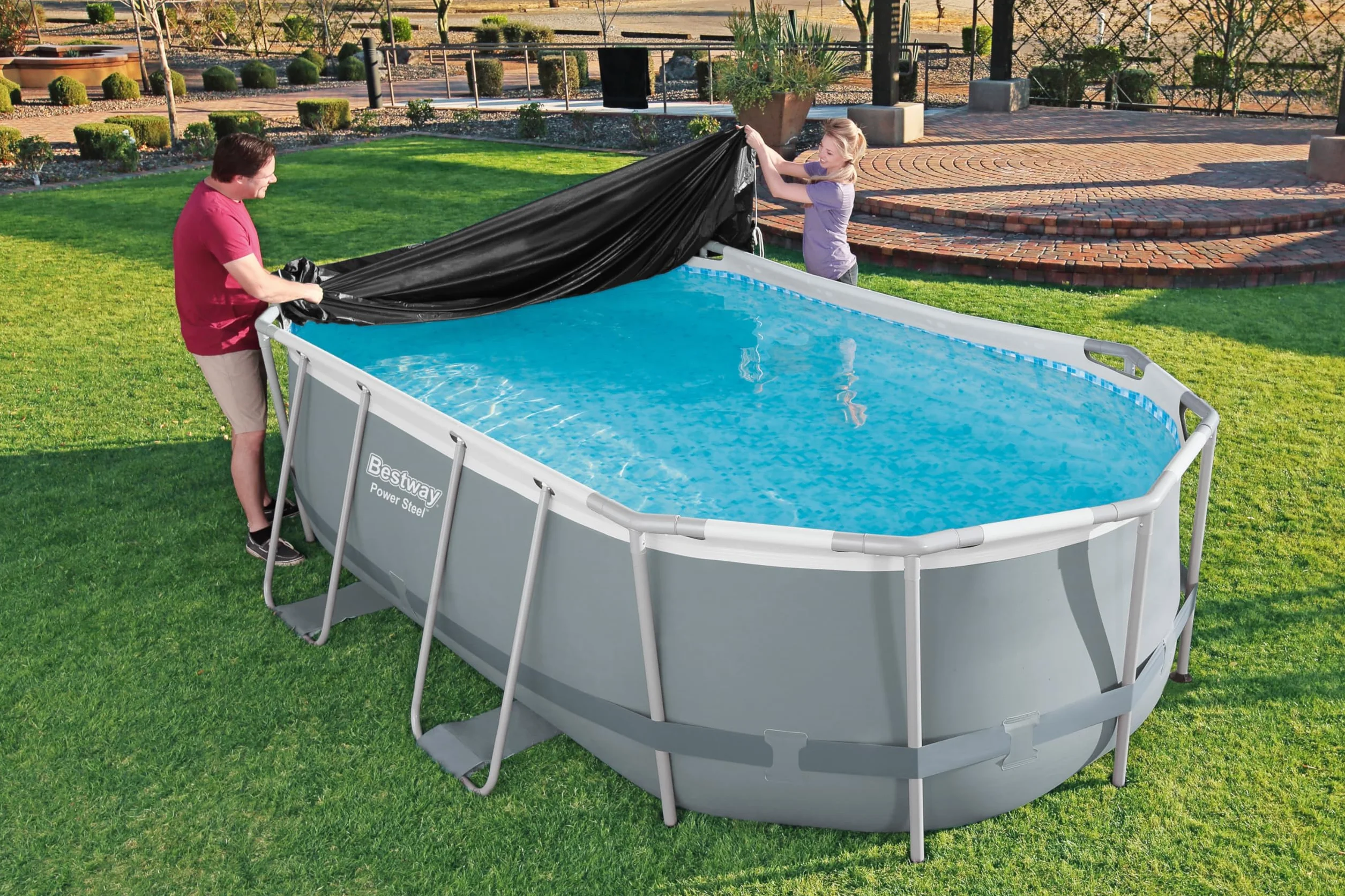 BESTWAY Cobertor de Invierno Ovalado 427x230 cm Negro para Piscinas Ovaladas