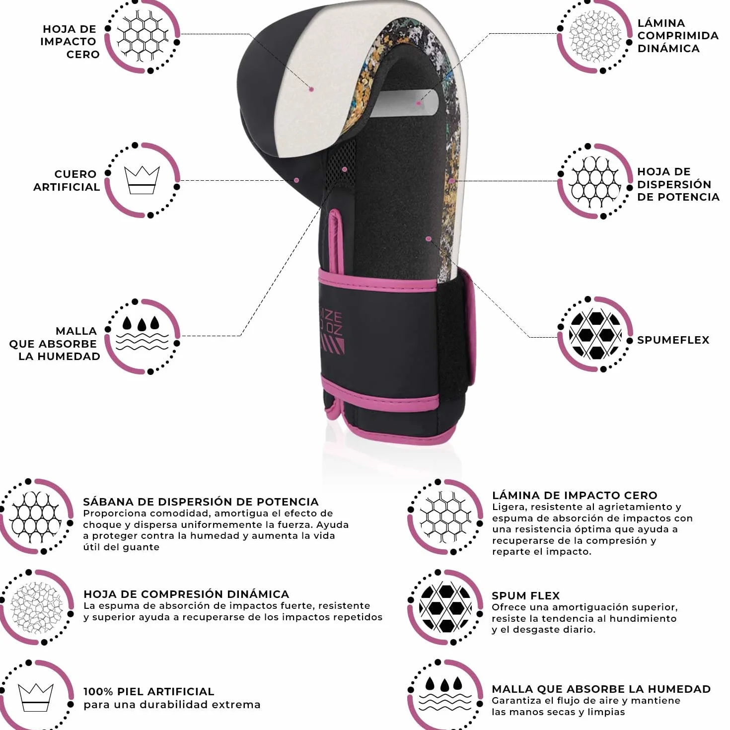 AQF Guantes Boxeo Niño Cuero Saco Boxeo Guantillas MMA Muay Thai UFC Capa Extra Acolchado 4 6 8 10 12 14 16 Oz