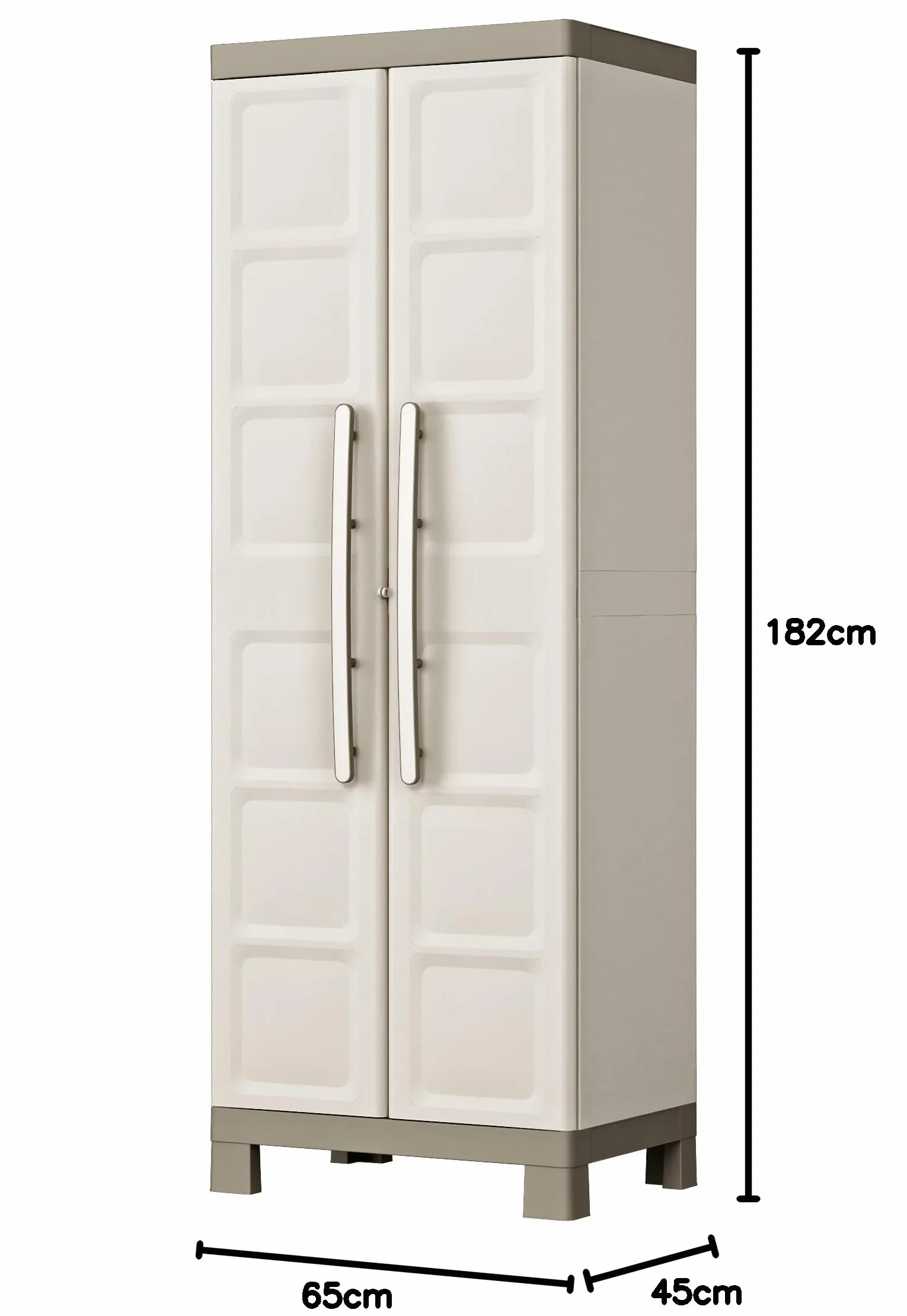 Keter Armario Escobero Excellence 182x65x45 cm Resina 2 Puertas 4 Baldas Arena/Gris