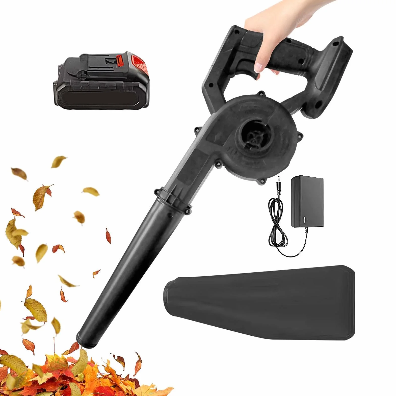 Sopladora de Hojas a Batería con Batería Potente con 2 Modos | Soplador de Hojas Ligero para Jardín para Patio Exterior Terraza Césped Hogar Coche Taller