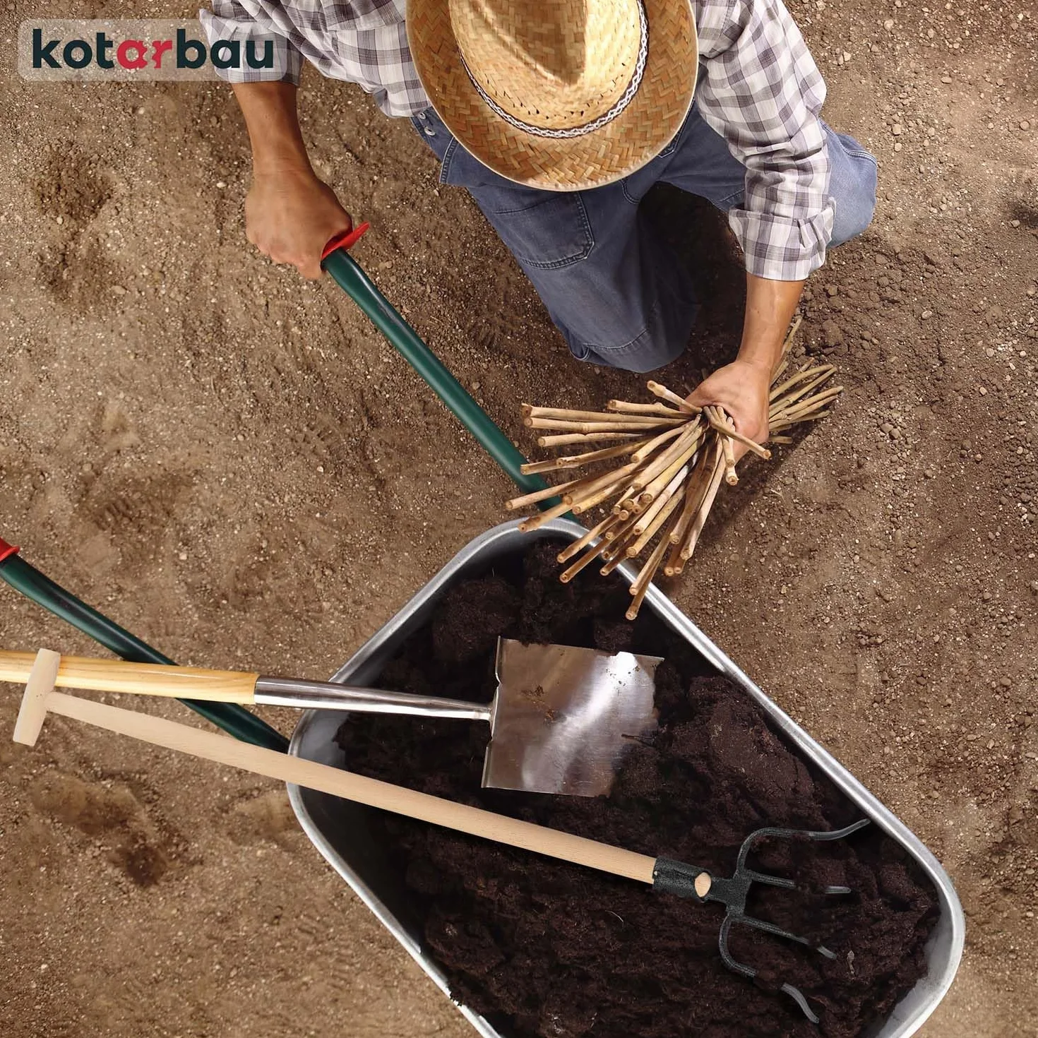 KOTARBAU Horca Curva de 4 Dientes Agrícola para Jardín y Establo