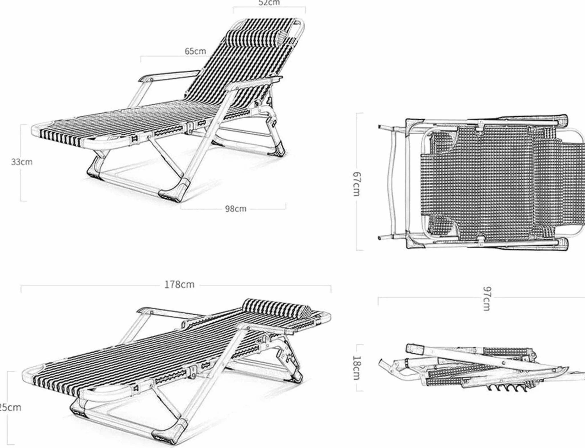 Tumbona Ligera, sillas de jardín Plegables, Juego de 2 sillas de Gravedad Cero, Silla reclinable, Tumbona de jardín Plegable de Gravedad Cero, Oficina, hogar, balcón, si
