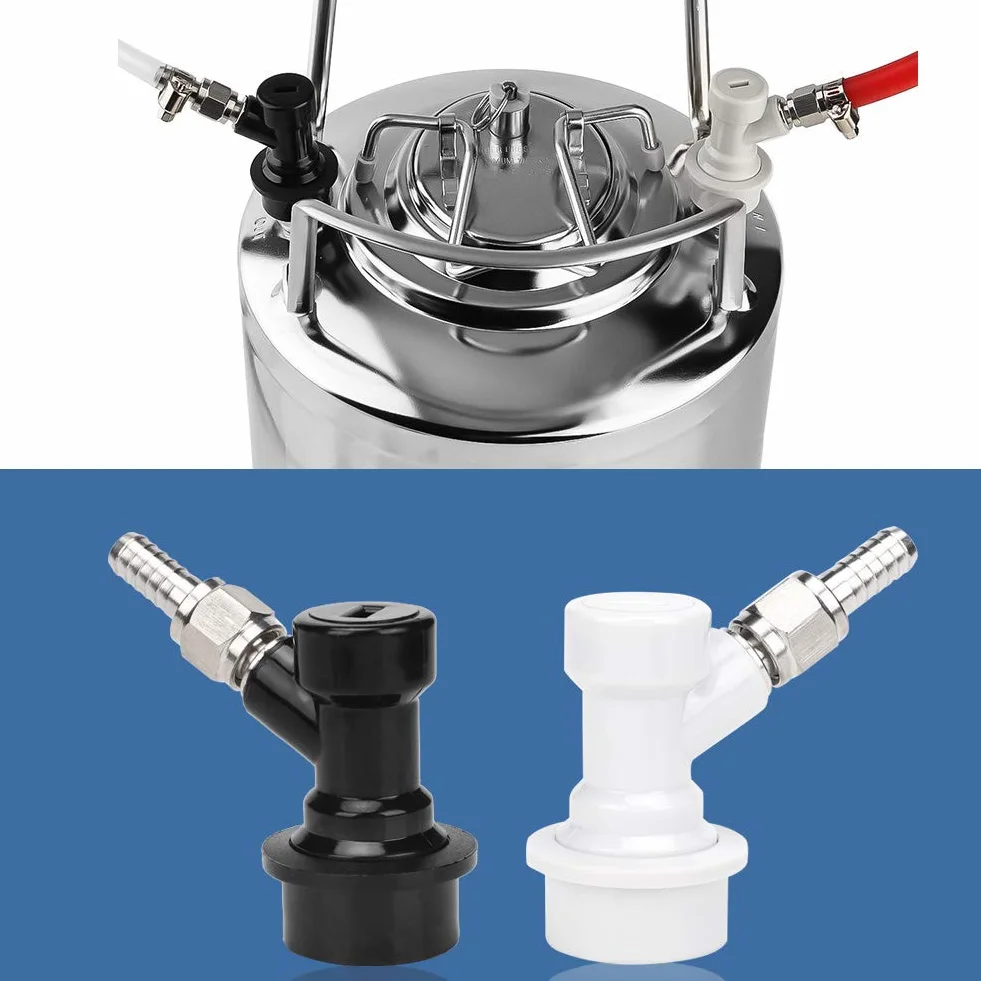 Fditt 4 Piezas de Accesorios de Barril de Bloqueo de Bola roscada con Abrazaderas de Manguera Conector de plástico con Abrazadera de Adaptador