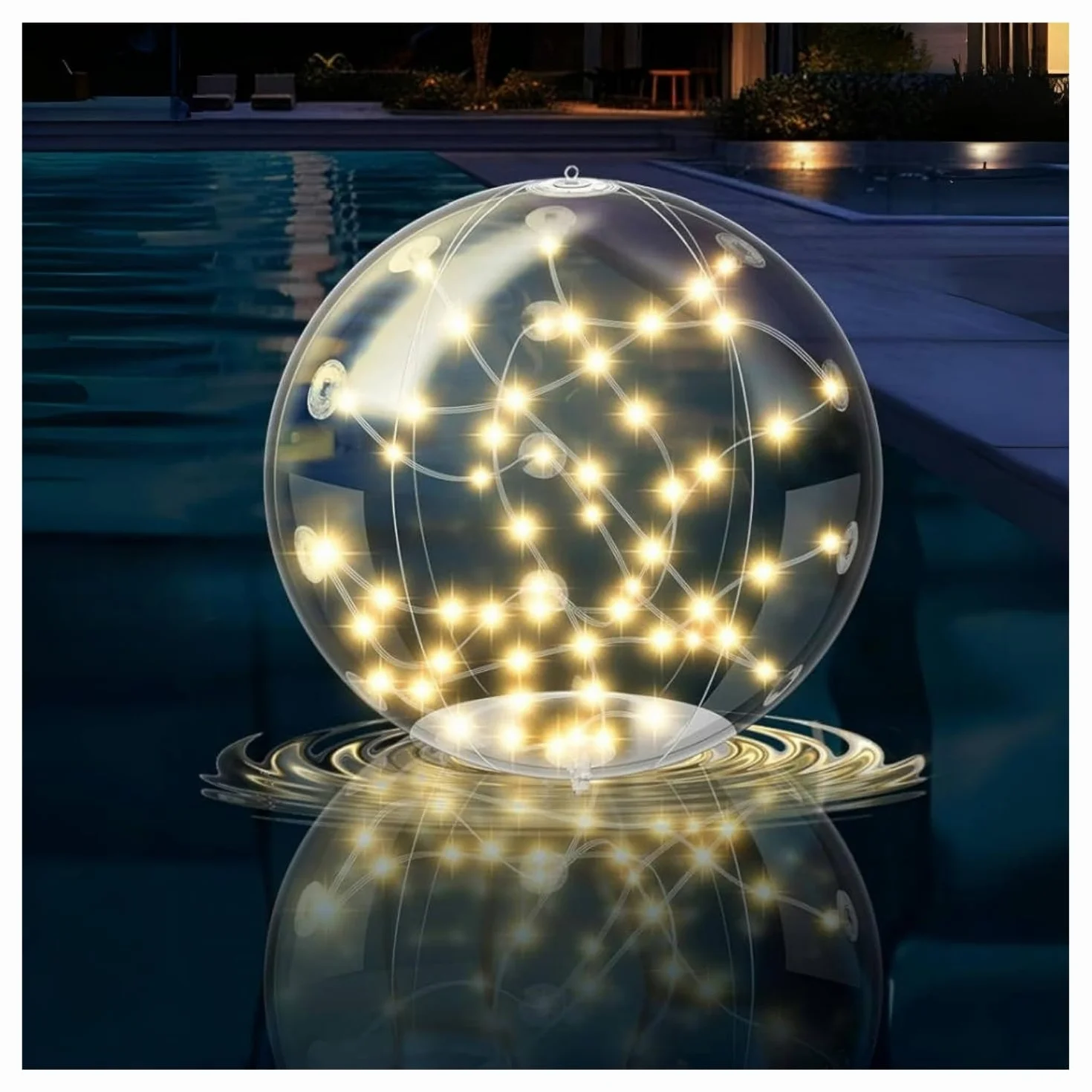 Luces Solares Flotantes para Piscina IP68 13.8" Pelota Inflable con Control Remoto Color Cálido 1 Unidad