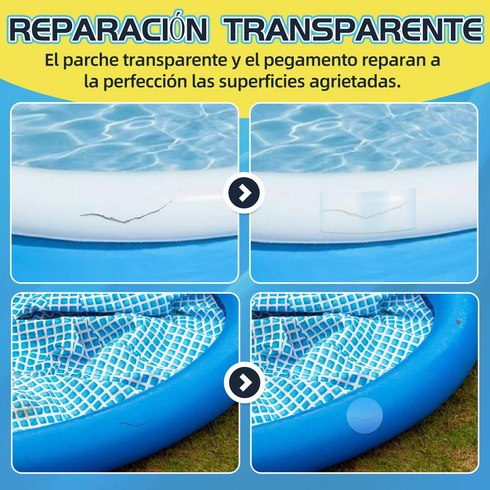 Parches Impermeables Para Piscinas Inflables, Remendos Transparentes y Flexibles (60ml)