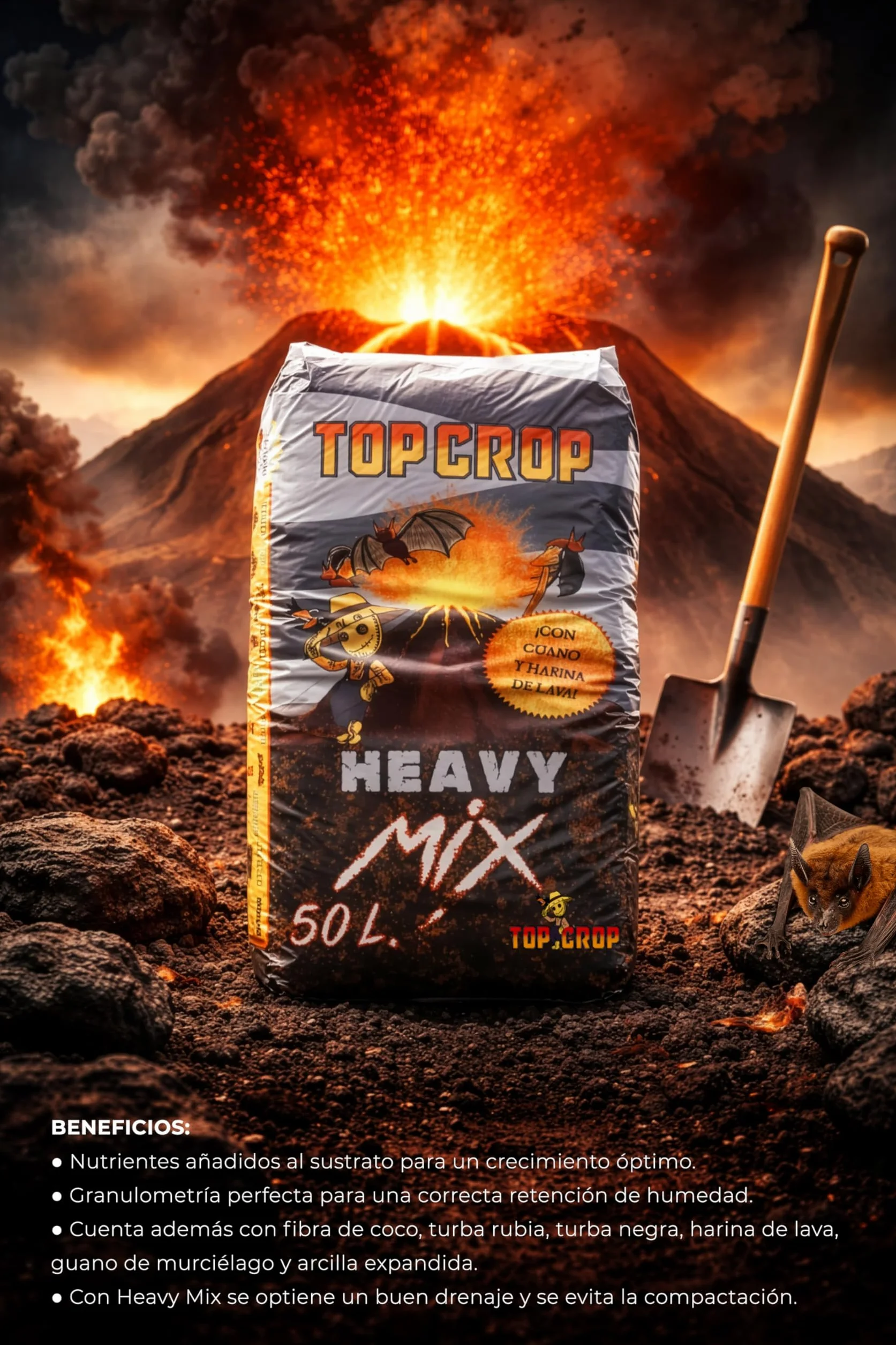 Top Crop Heavy Mix Sustrato Premium con Nutrientes | Fibra de Coco, Turba y Guano | Máxima Retención de Humedad y Drenaje | Crecimiento Vegetativo Óptimo