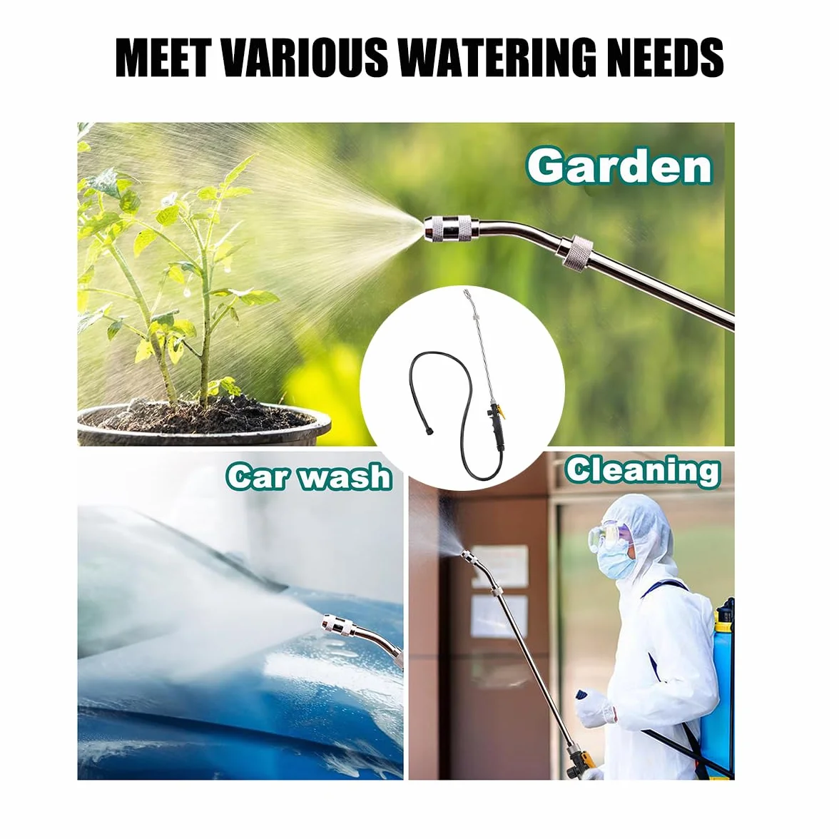 Pulverizador de varilla de riego de jardín, lanza de acero inoxidable de 72 cm con boquilla ajustable, paquete de 2 para pulverizadores P2800 y P2803