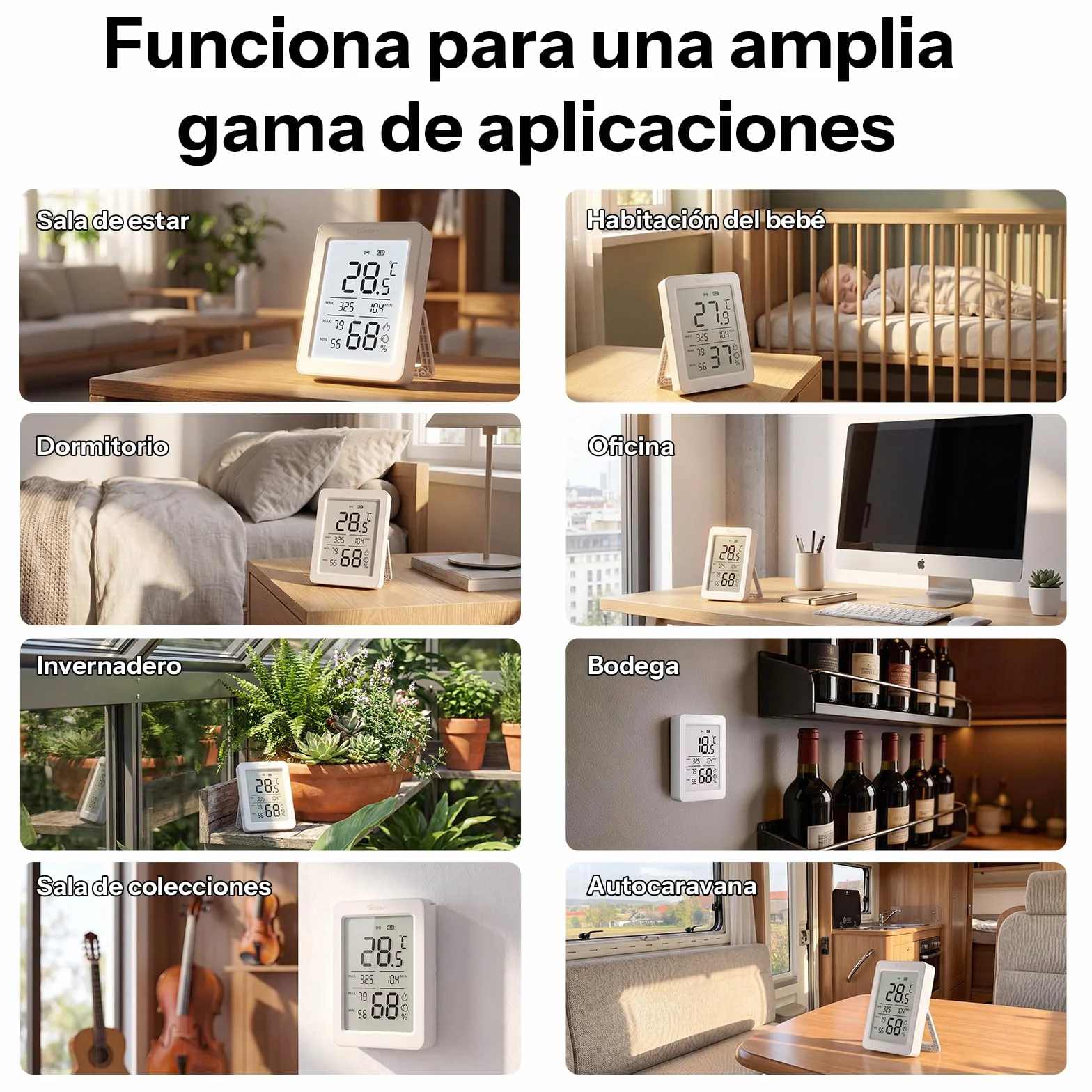 SONOFF SNZB-02DR2 Sensor Zigbee Temperatura y Humedad, Pantalla LCD 3,6 Pulgadas, Termómetro Higrómetro con Alertas App