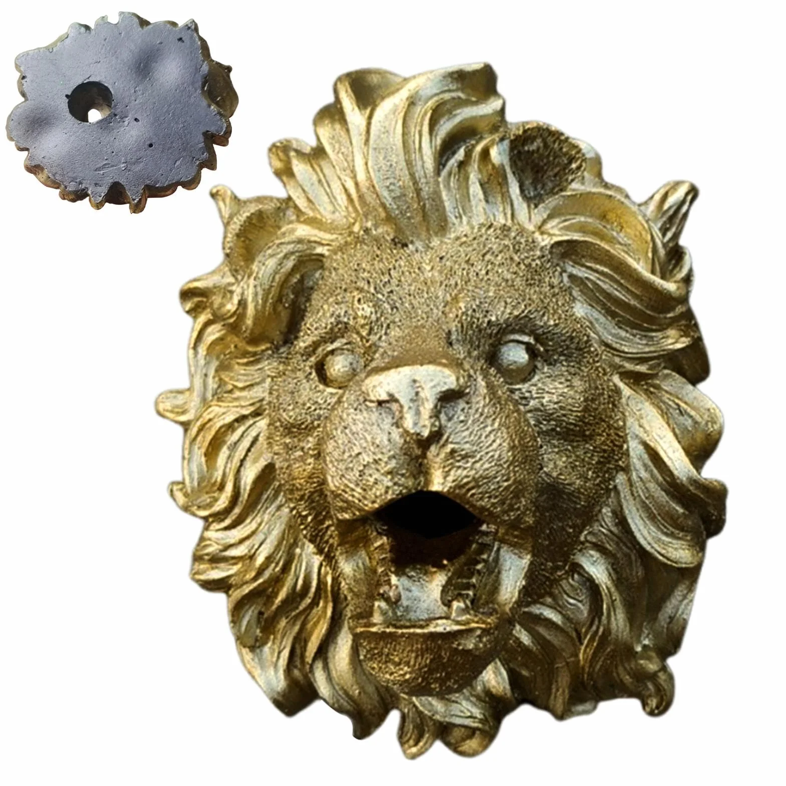 Caño Para Fuente, Escupitajo Rociador Con Adorno Dorado De León, Resina Natural Accesorio Para Estanque