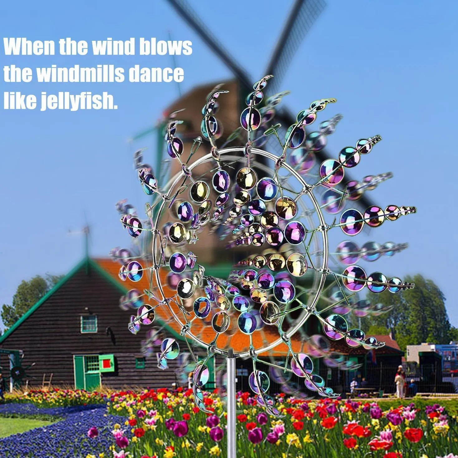 Molino de Viento de Metal Spinner Escultura para Jardín