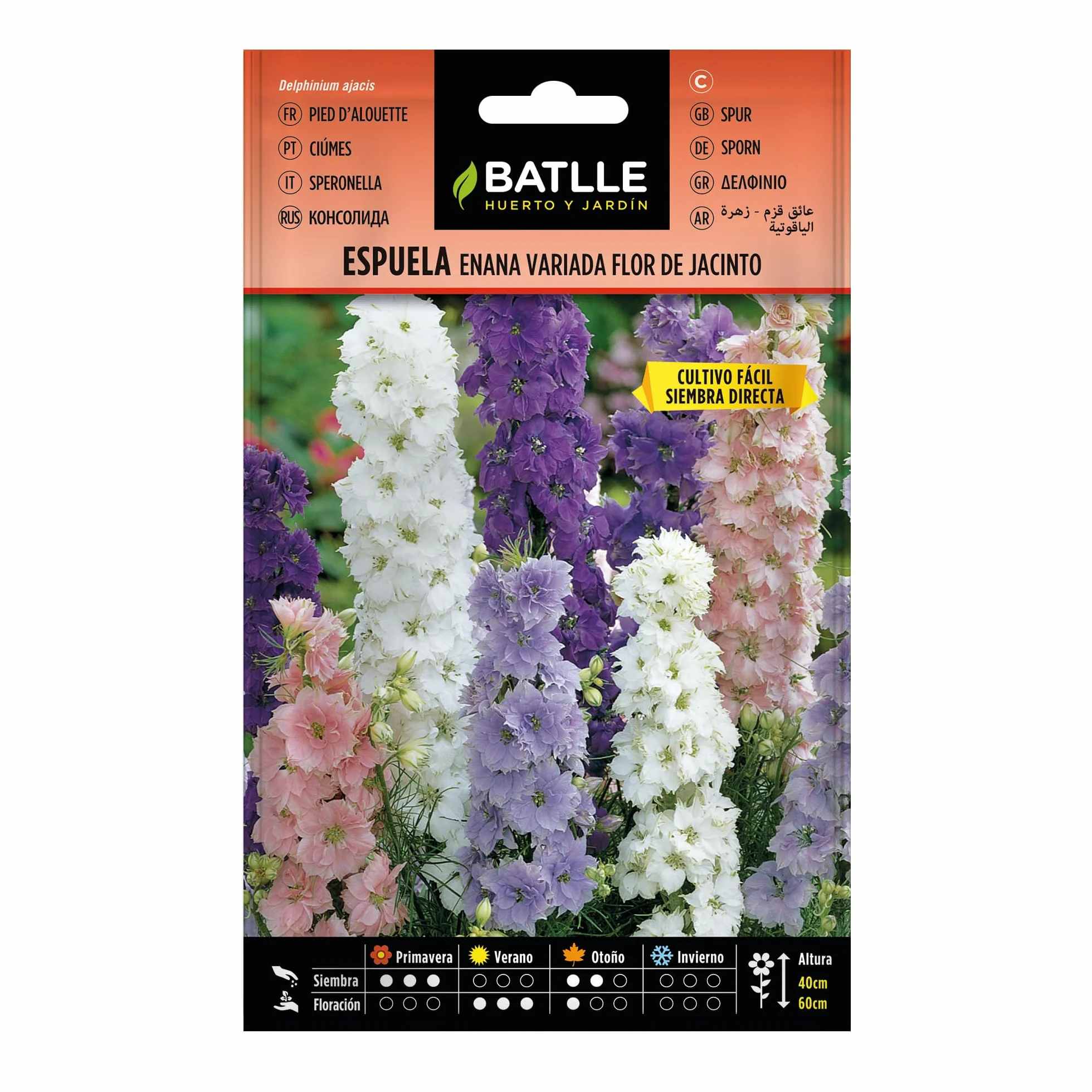 Delphinium ajacis Semillas de Flor 3,5 g – BATLLE Espuela Enana Variada Flor de Jacinto