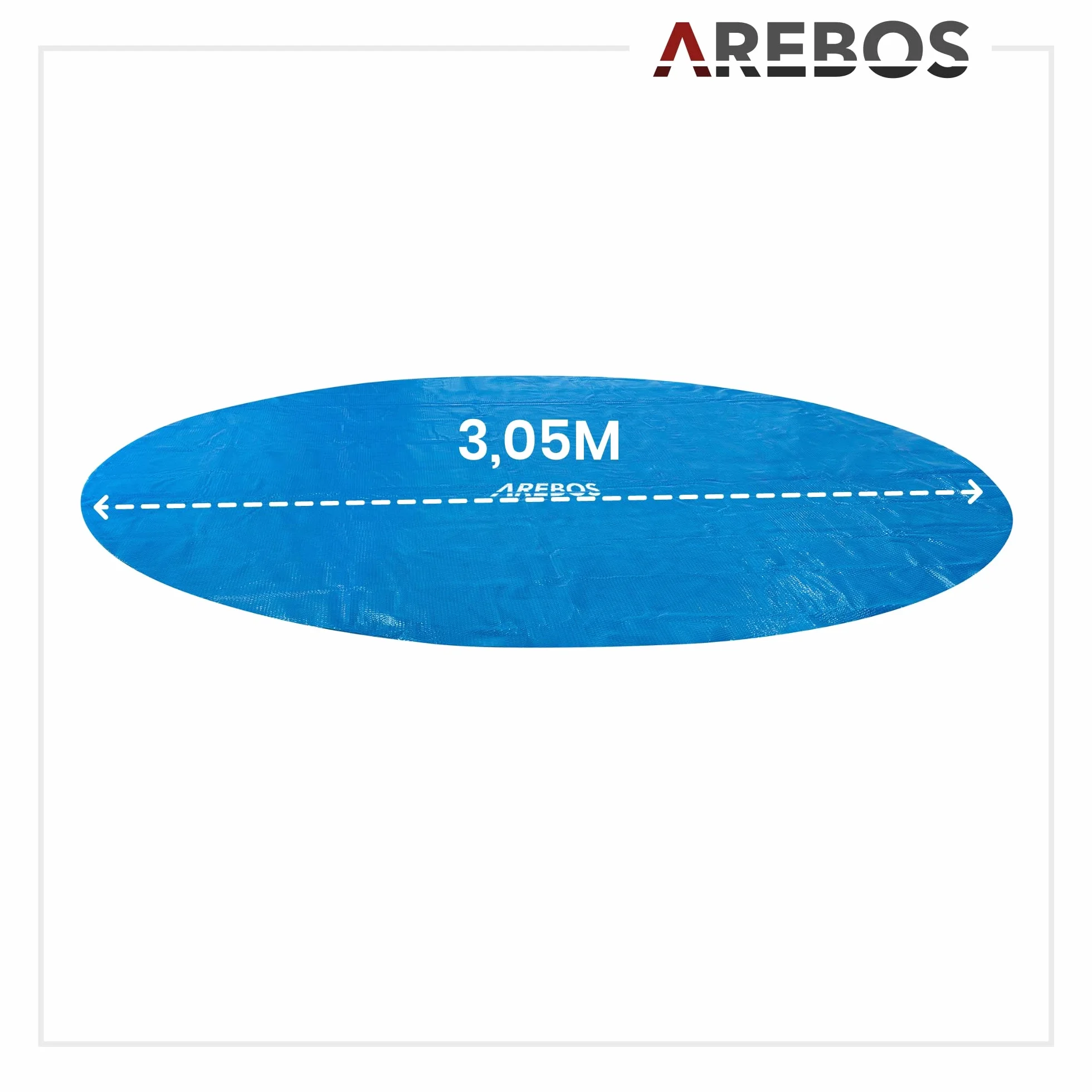 Arebos Cubierta Solar Piscina Redonda Ø 3,05 m Azul 120 µm Protector Térmico
