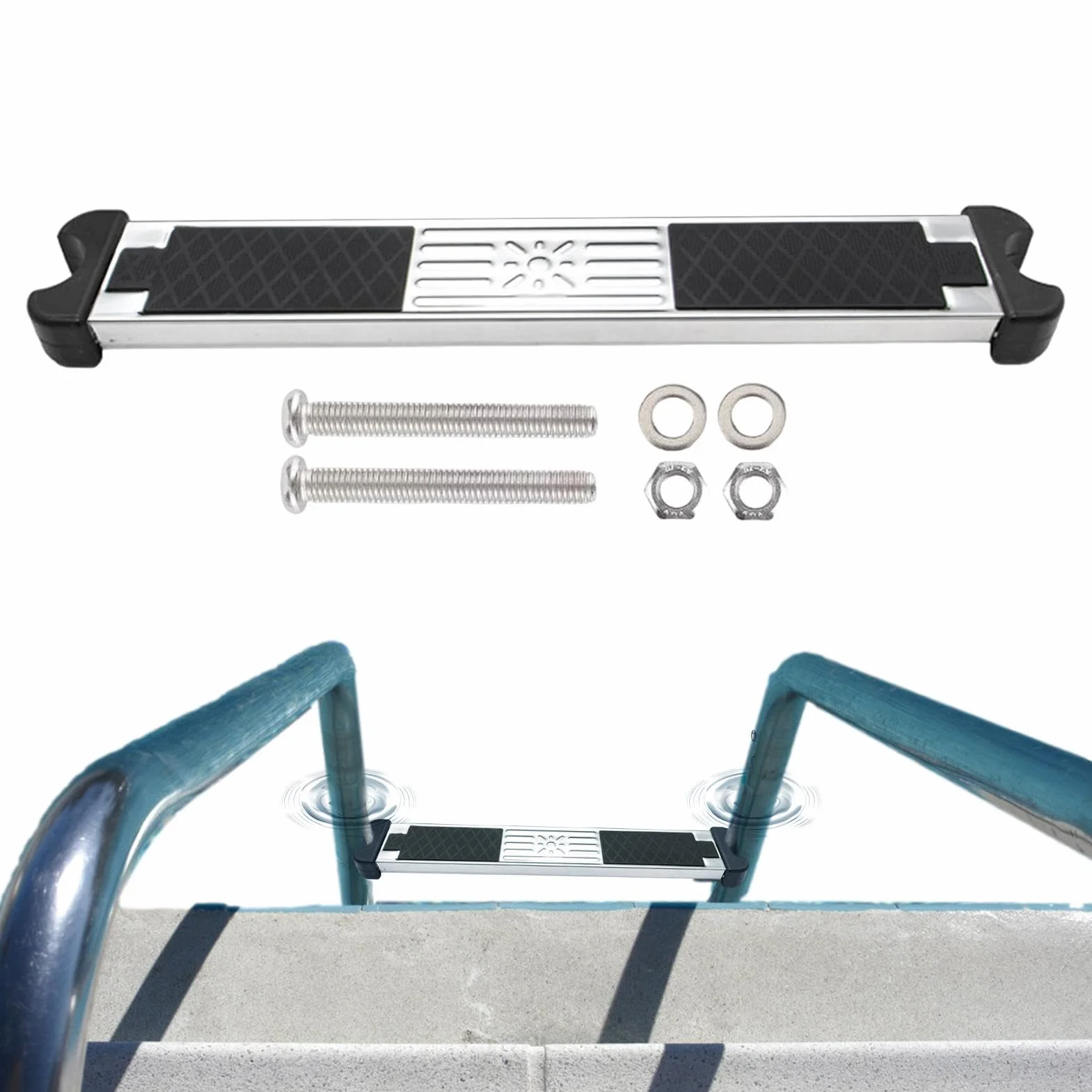 Peldaño Recambio Escalera Piscina Acero Inoxidable 304 50cm Escalón Antideslizante Goma