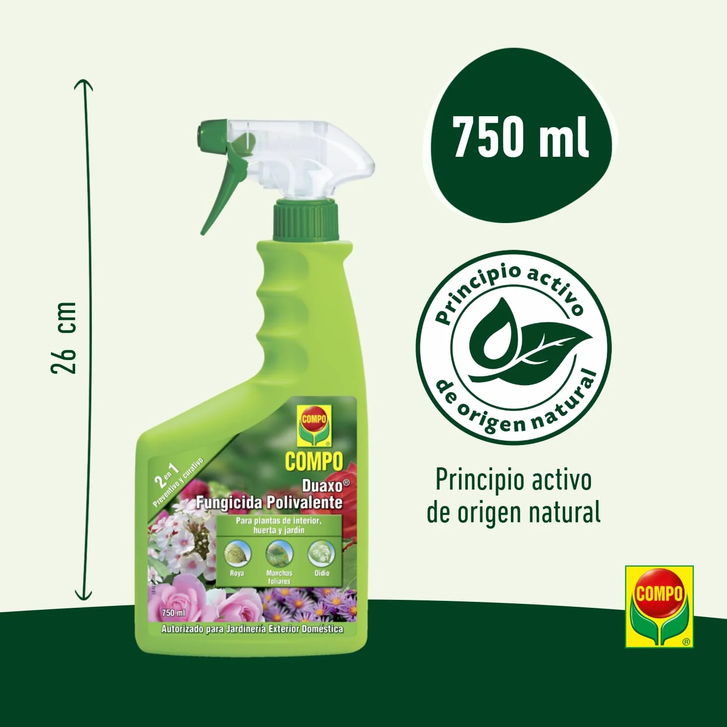 COMPO Duaxo Fungicida Polivalente 750 ml para plantas de interior huerto jardín