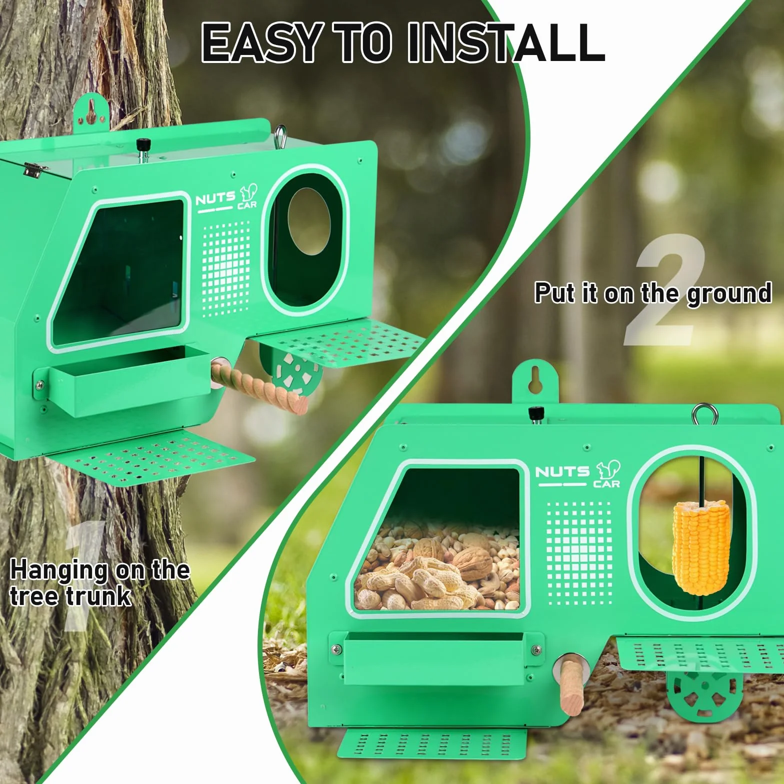 Comedero para Ardillas de Metal para Colgar en Árbol Exterior