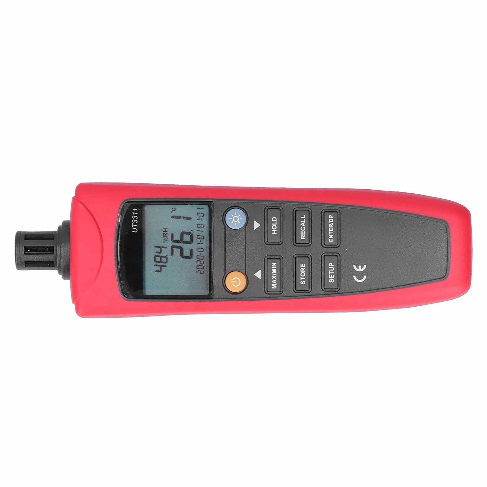lyrlody Termómetro Digital UT331 Plus Medidor de Humedad y Temperatura ABS Higrómetro de 4 a 158 F con Punto de Rocío Bombilla Húmeda Retención de Datos Exportación USB para Uso en Laboratorio en
