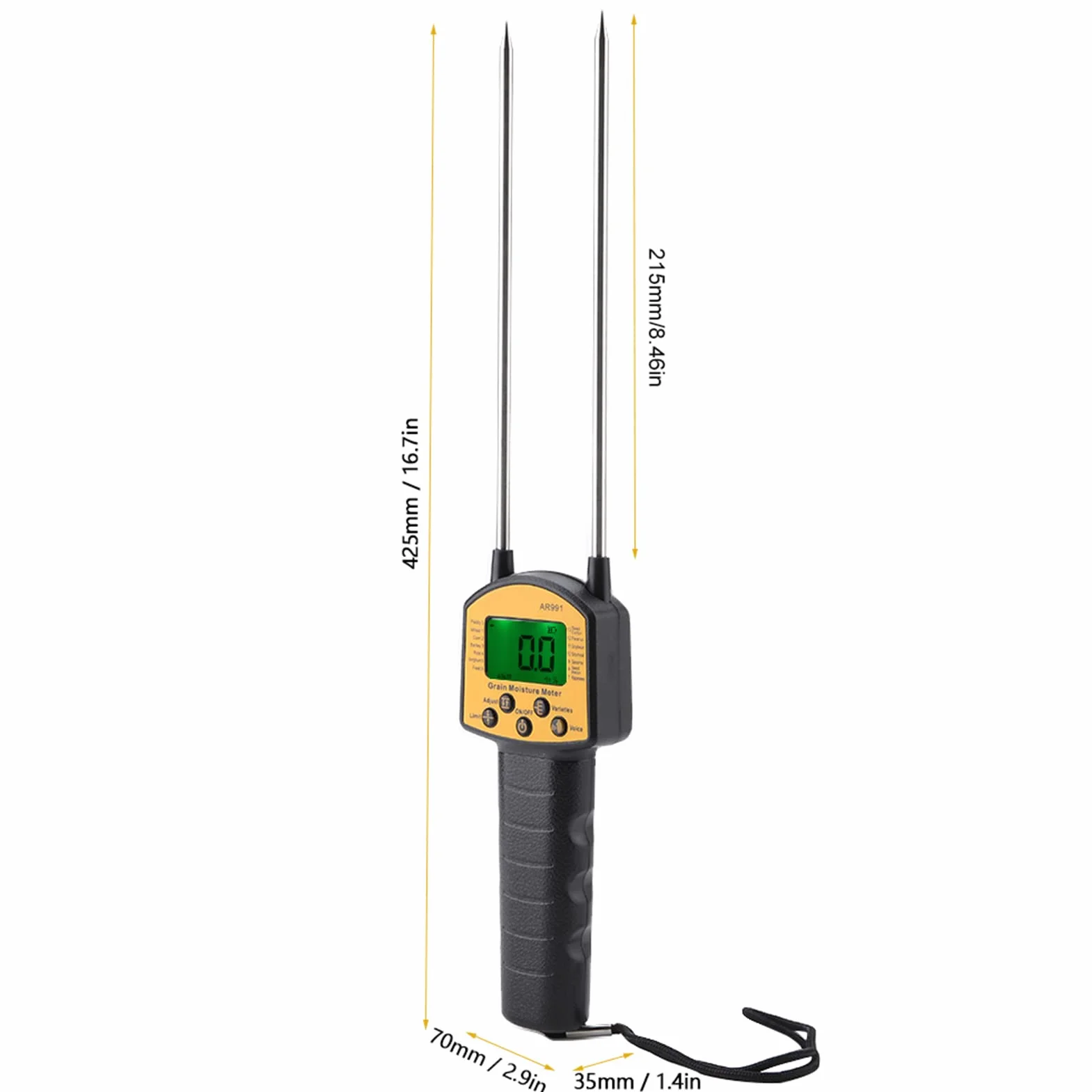 AR991 Medidor de humedad de grano digital portátil con sonda para trigo maíz arroz soja