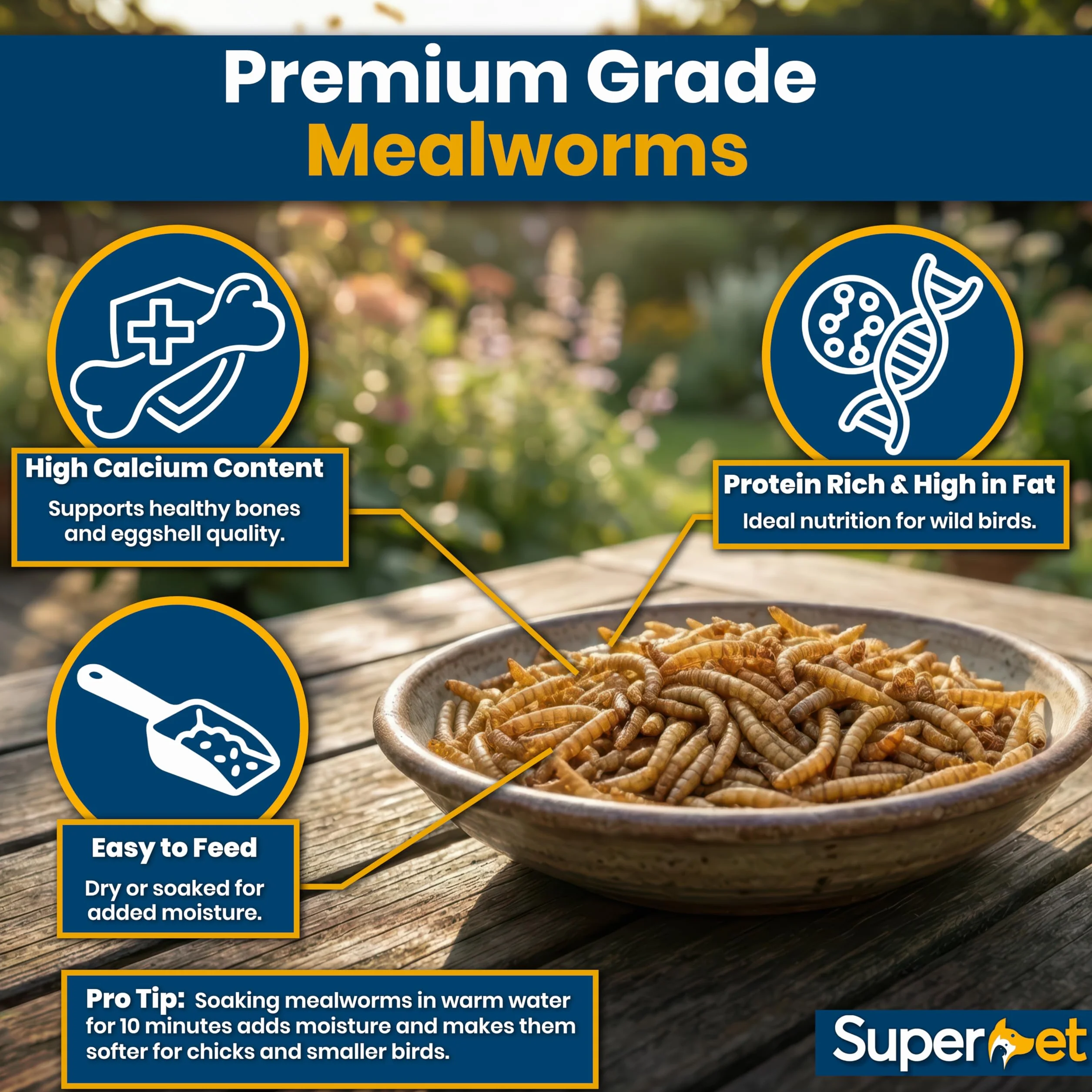 Mealworms 5 kg de gusanos de la harina secos para aves silvestres