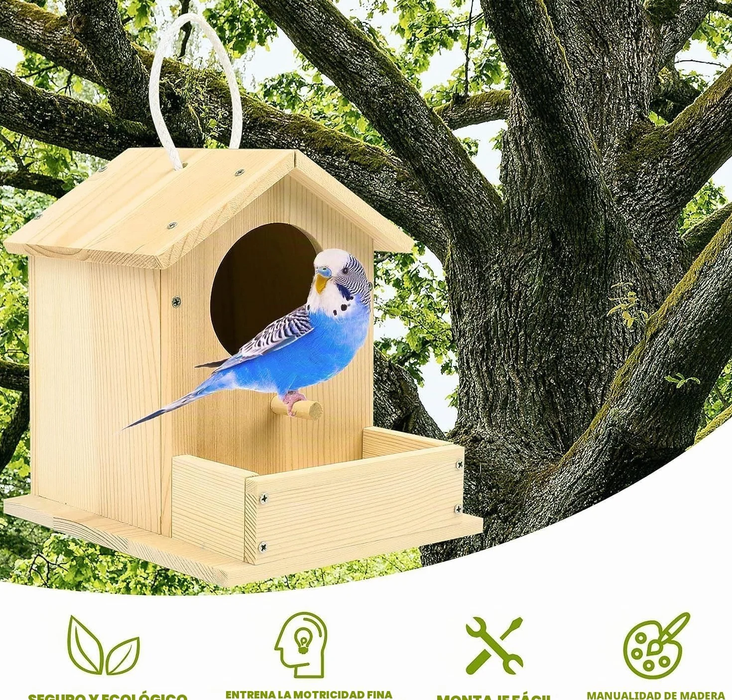 LotFancy Casa Madera Pájaros para Pintar, Casa Pájaros Exterior DIY, Juego Manualidades Madera