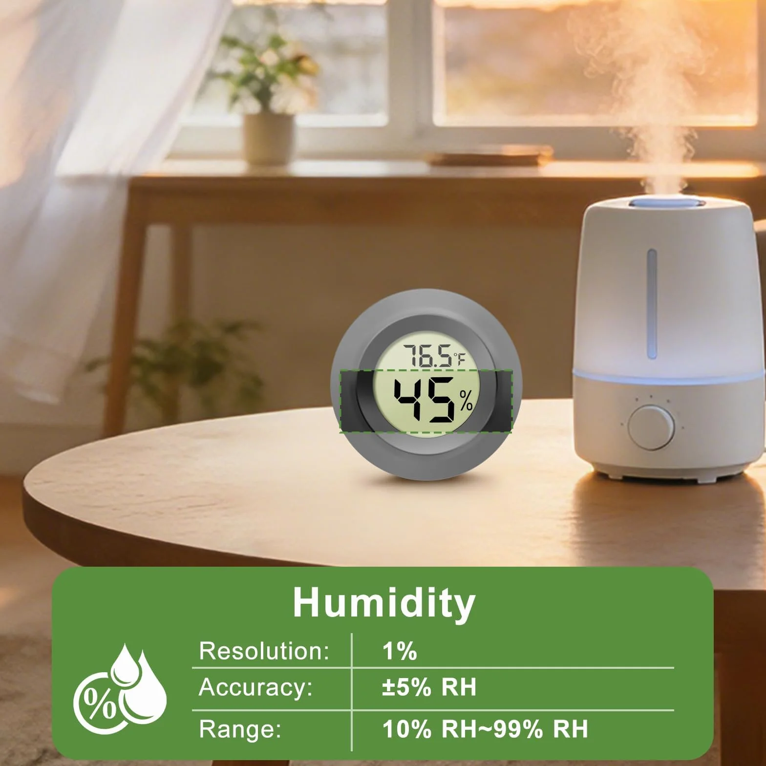 EEEKit Mini Higrómetro Termómetro Digital, Lote 5 Piezas, Medidor Humedad Temperatura para Sótano Invernadero, Negro Redondo