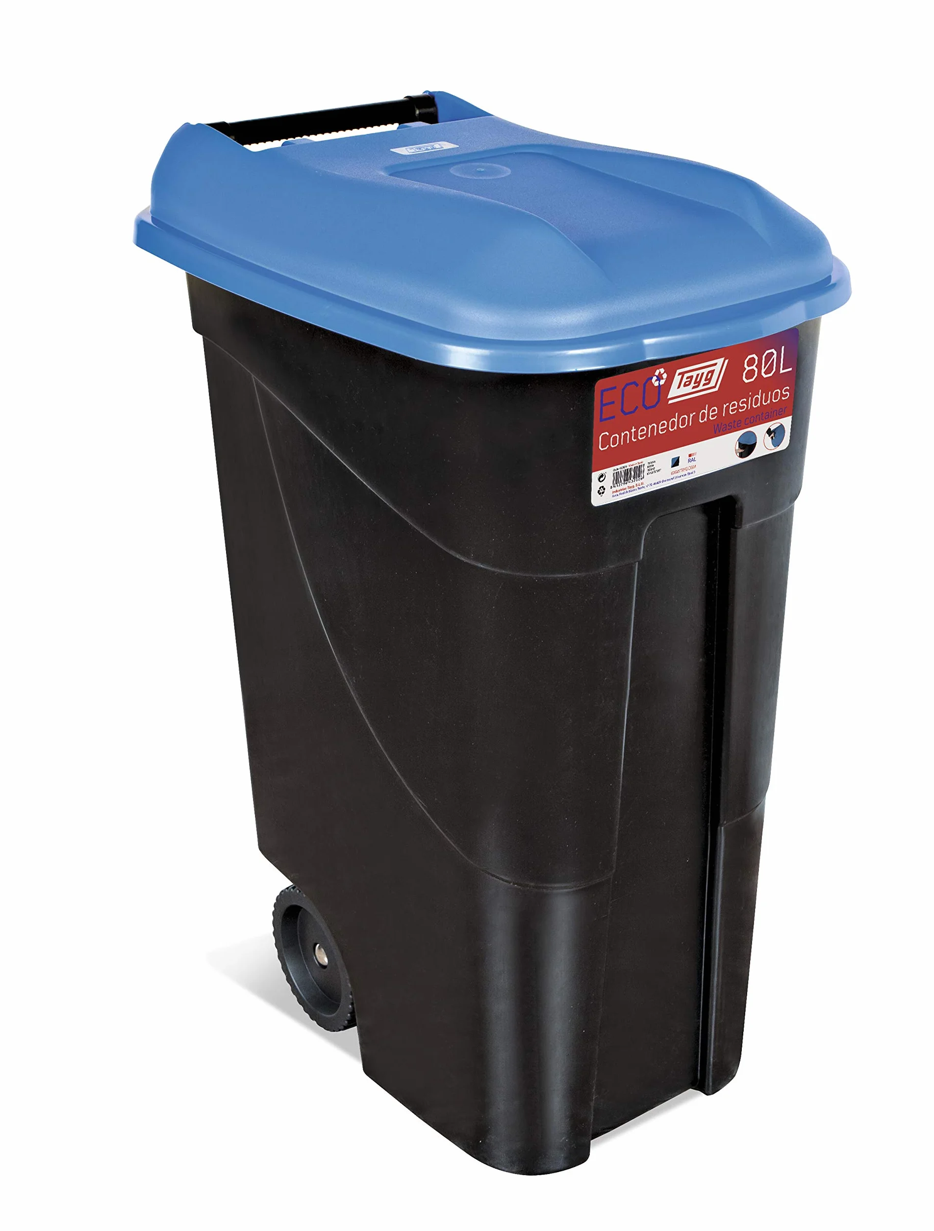 Tayg Tapa Azul Contenedor de Residuos 80 Litros con Base Negra