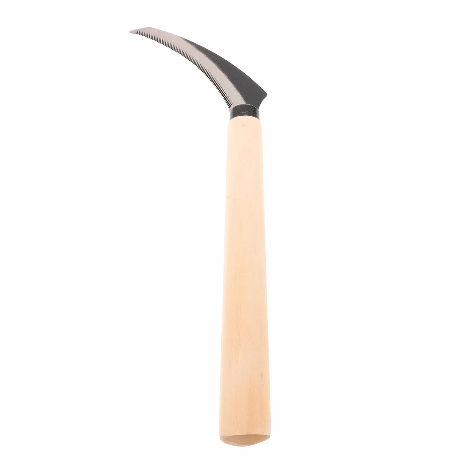 TOYANDONA Hoz Dentada de Acero con Mango de Madera para Corte de Césped y Maleza Herramienta Multifuncional para Jardinería Pesca y Deshierbe Tamaño Mediano Corte Preciso y Resistente