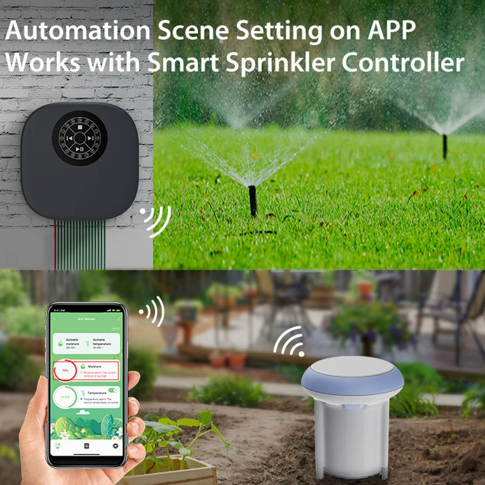 SENECESLI Sensor Inteligente de Temperatura de Humedad del Suelo WiFi, Probador de Humedad a Prueba de Agua IP66 para Jardinería Al Aire Libre, Soporte para Tuya