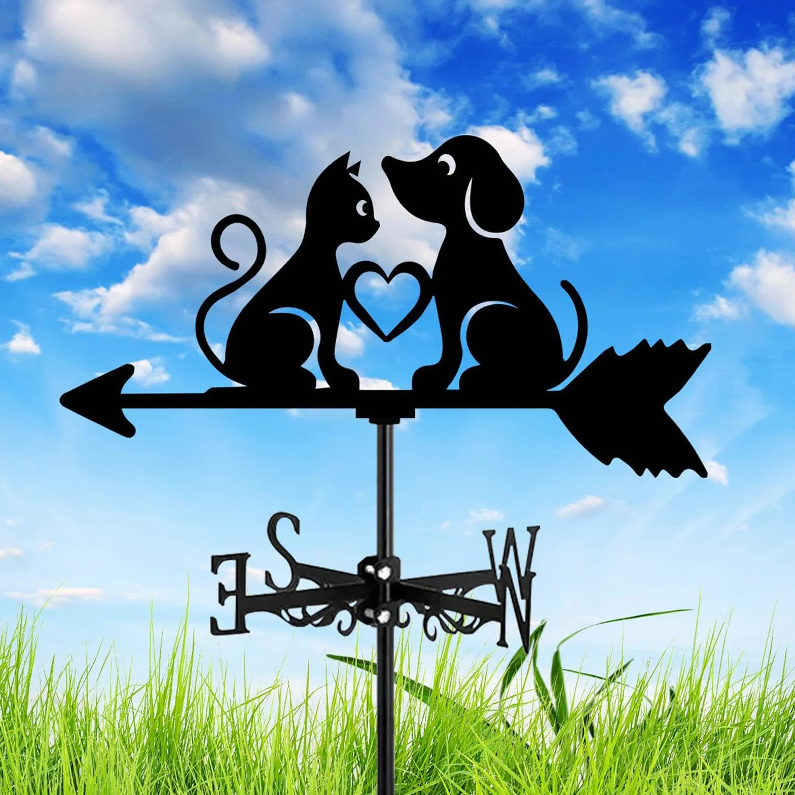 Veleta de Metal con Indicador de Dirección del Viento para Garaje, Perros y Gatos