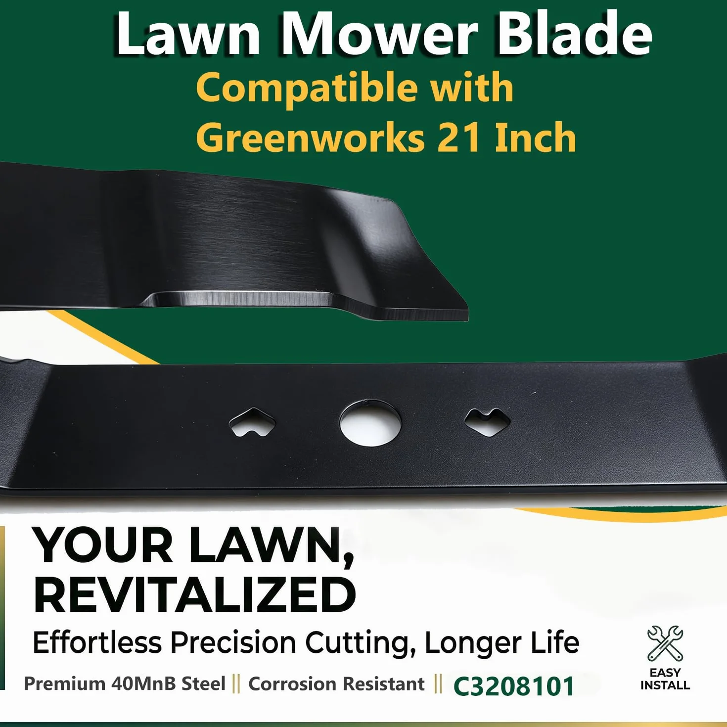 Cuchilla de repuesto para cortacésped Greenworks de 21 pulgadas C3208101 MO40L4413, MO40L03, MO48L4422 (negro, 2 unidades)