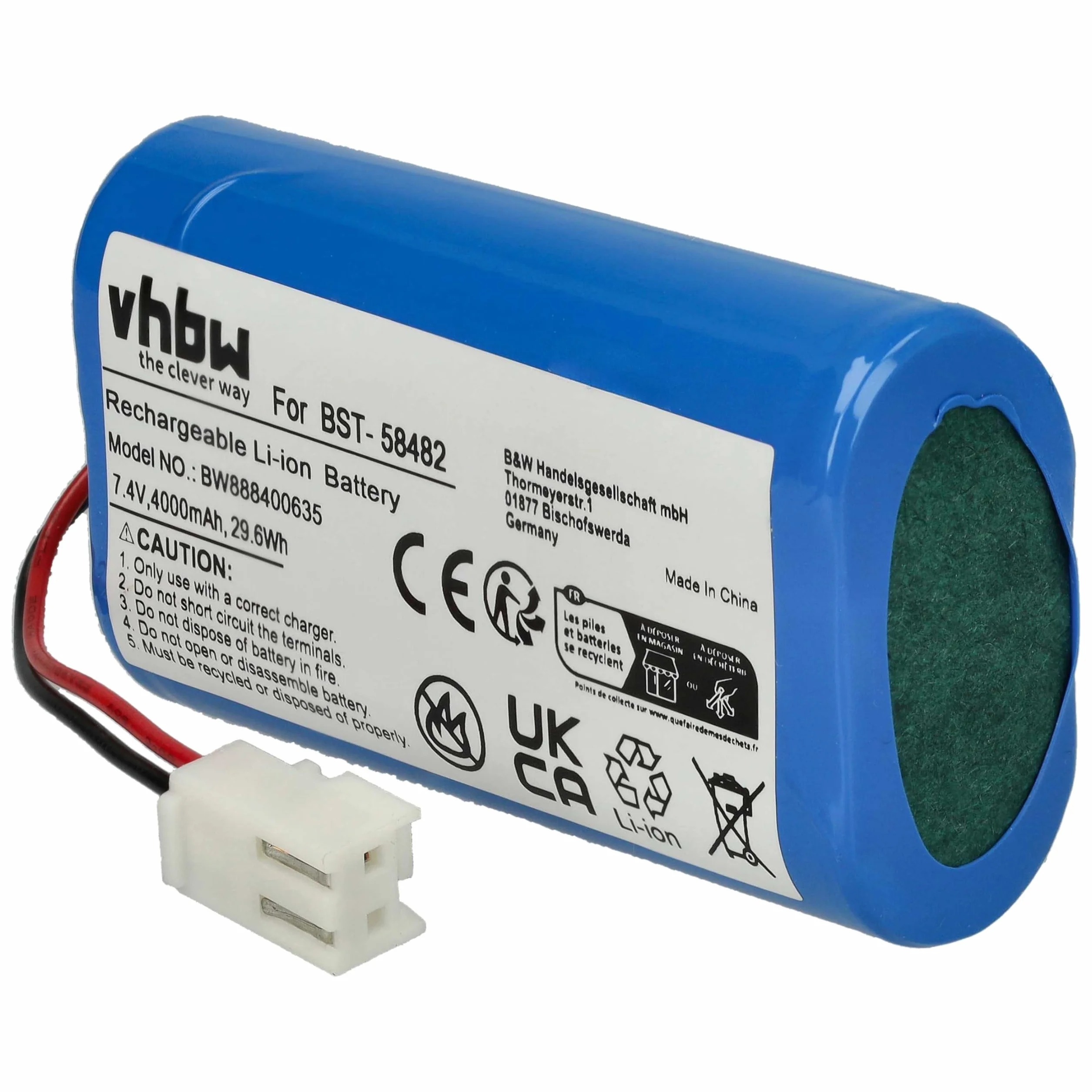 vhbw Batería Recargable 4000 mAh 7,4 V Li-Ion reemplaza Bestway BST-58482 para Limpiador Piscina