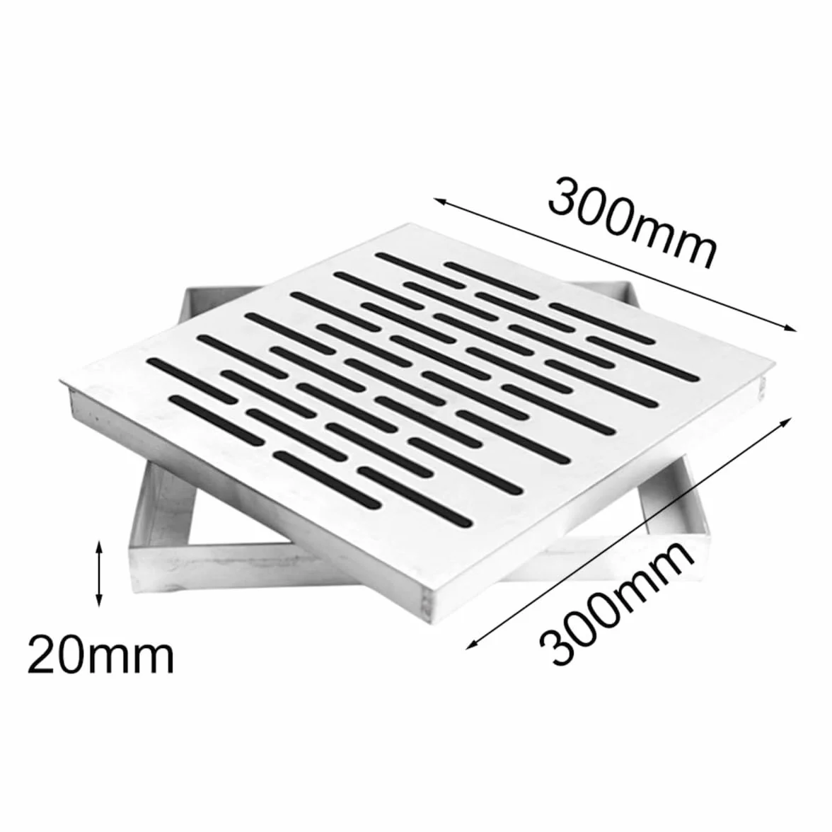Cubierta de desagüe de Suelo de Acero Inoxidable 300x300x20 mm Antideslizante Cuadrada